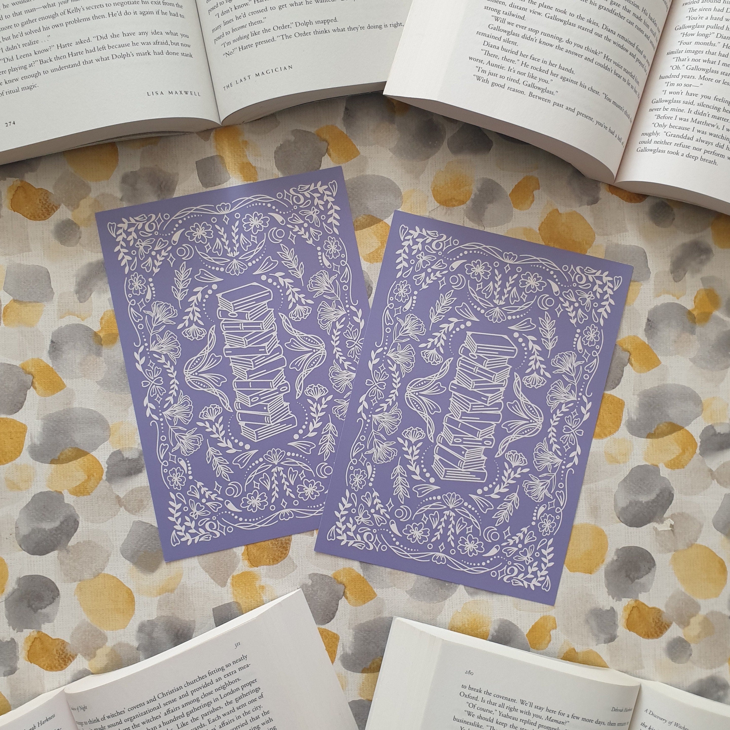 Art Nouveau Bookstack A5 Print