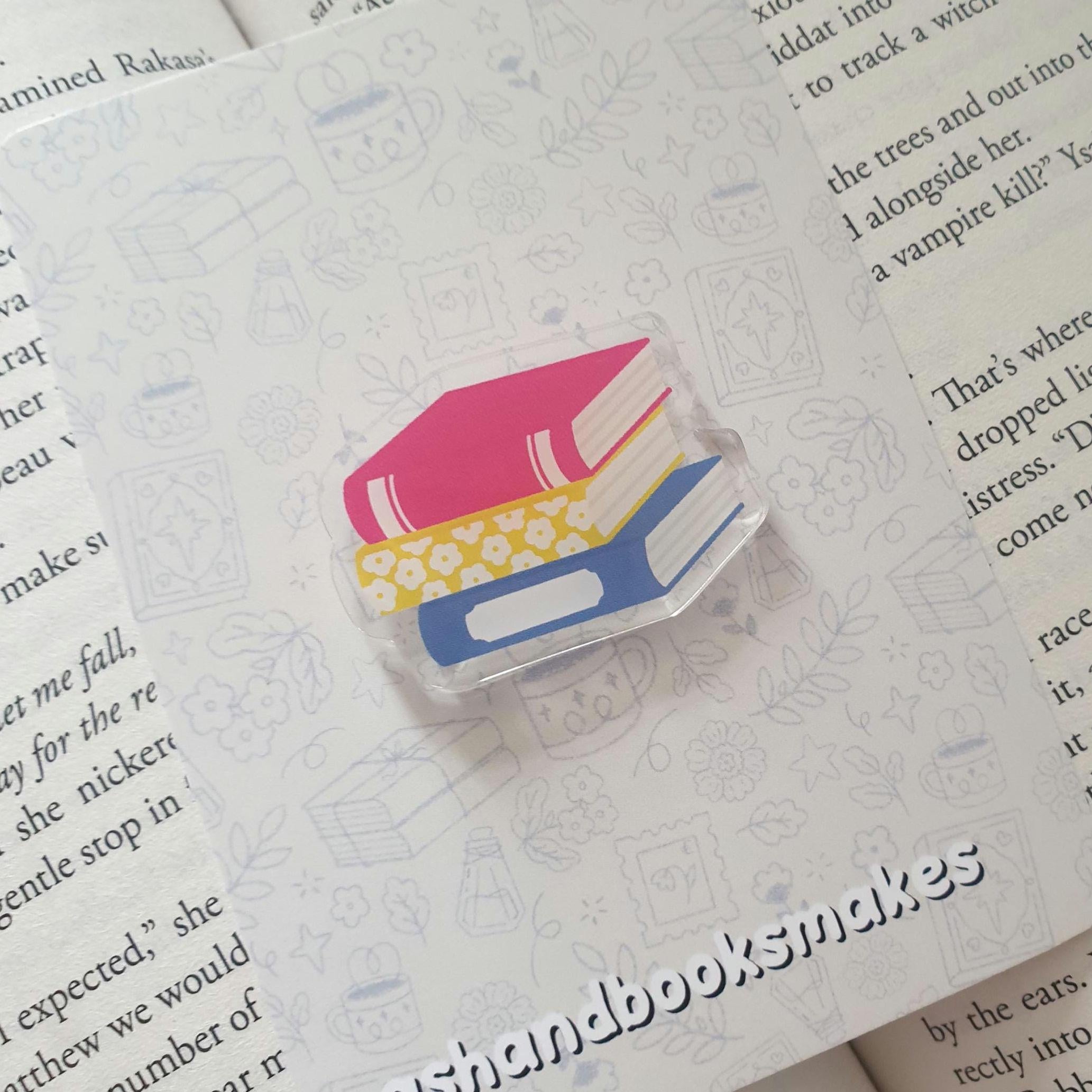 Subtle Pride Flag Bookstack Acrylic Pin