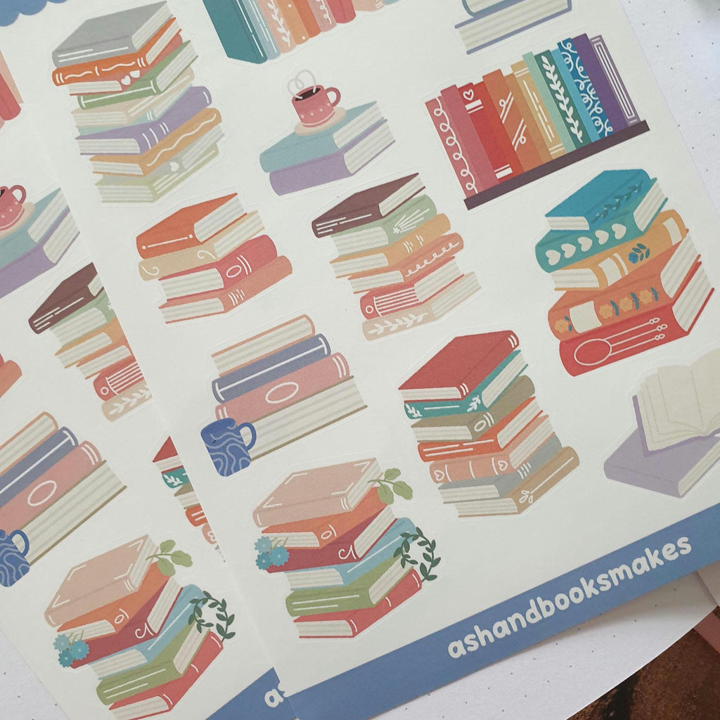 Pastel Bookstack Sticker Sheet