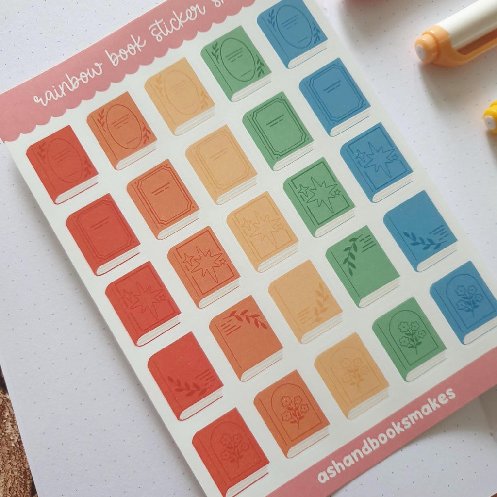 Rainbow Book Cover Sticker Sheet