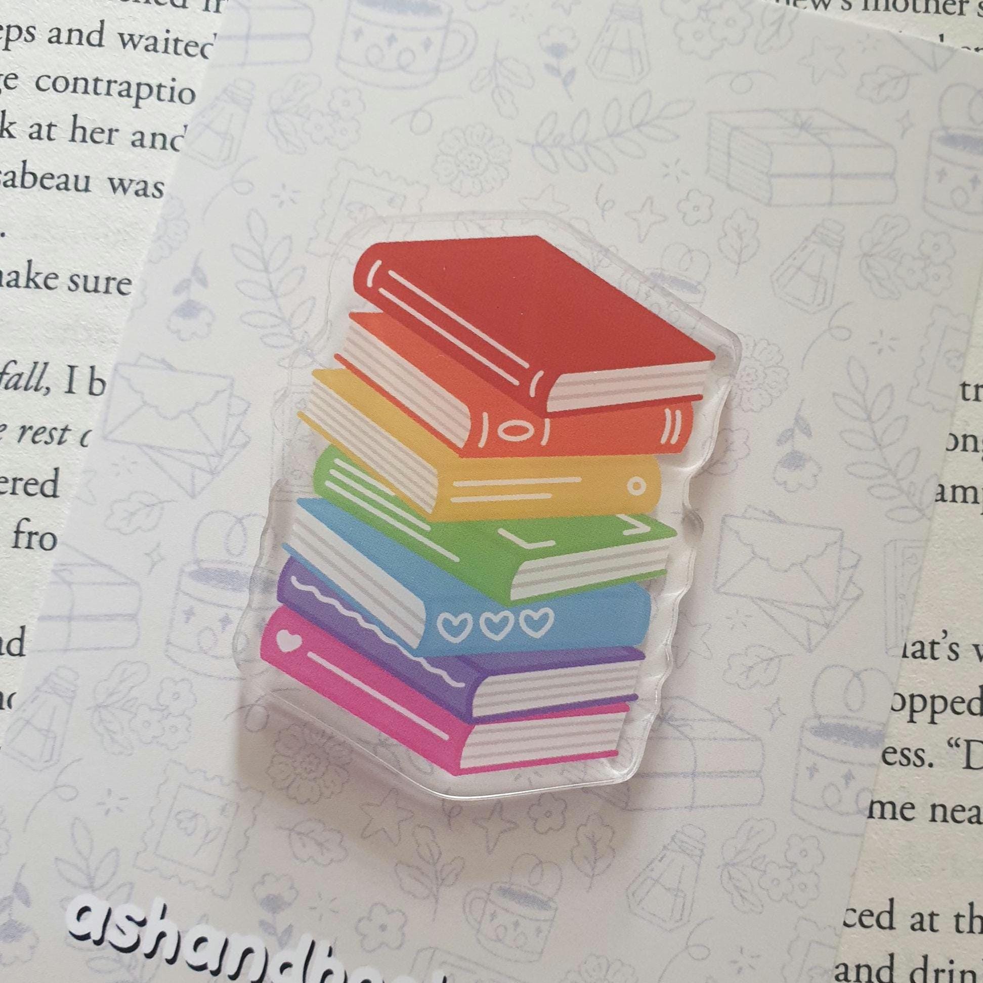 Subtle Pride Flag Bookstack Acrylic Pin