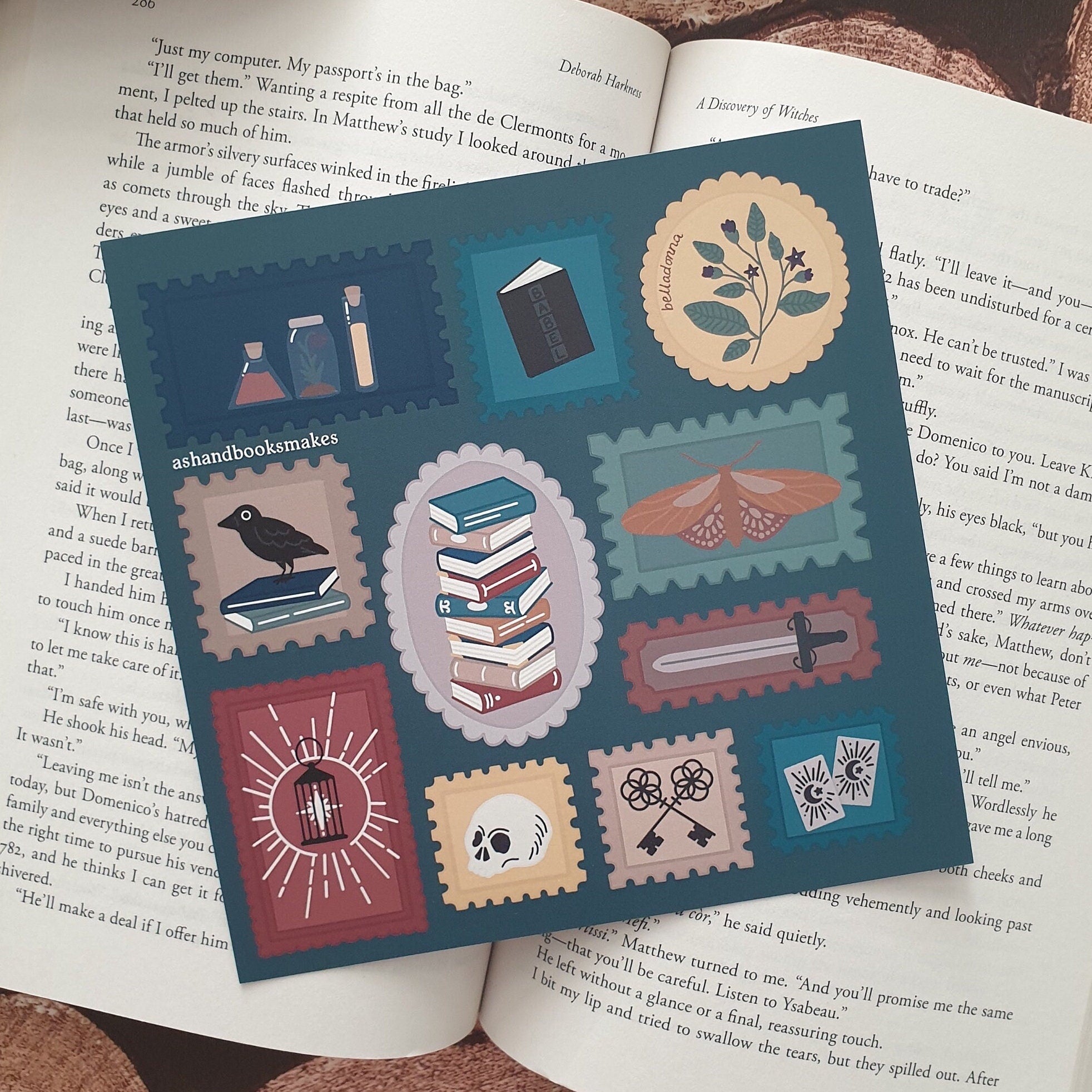 Dark Academia Stamp Collage Art Print