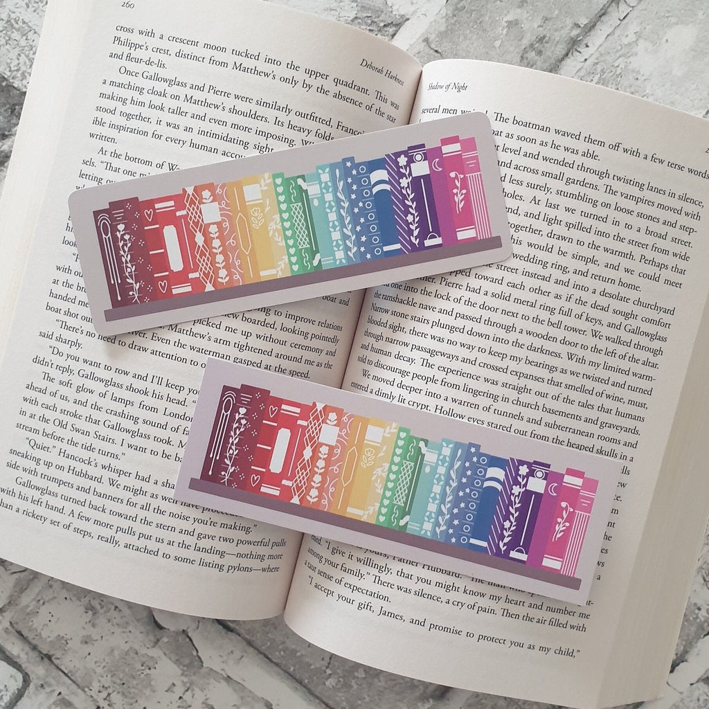 Vintage Rainbow Bookshelf Bookmark