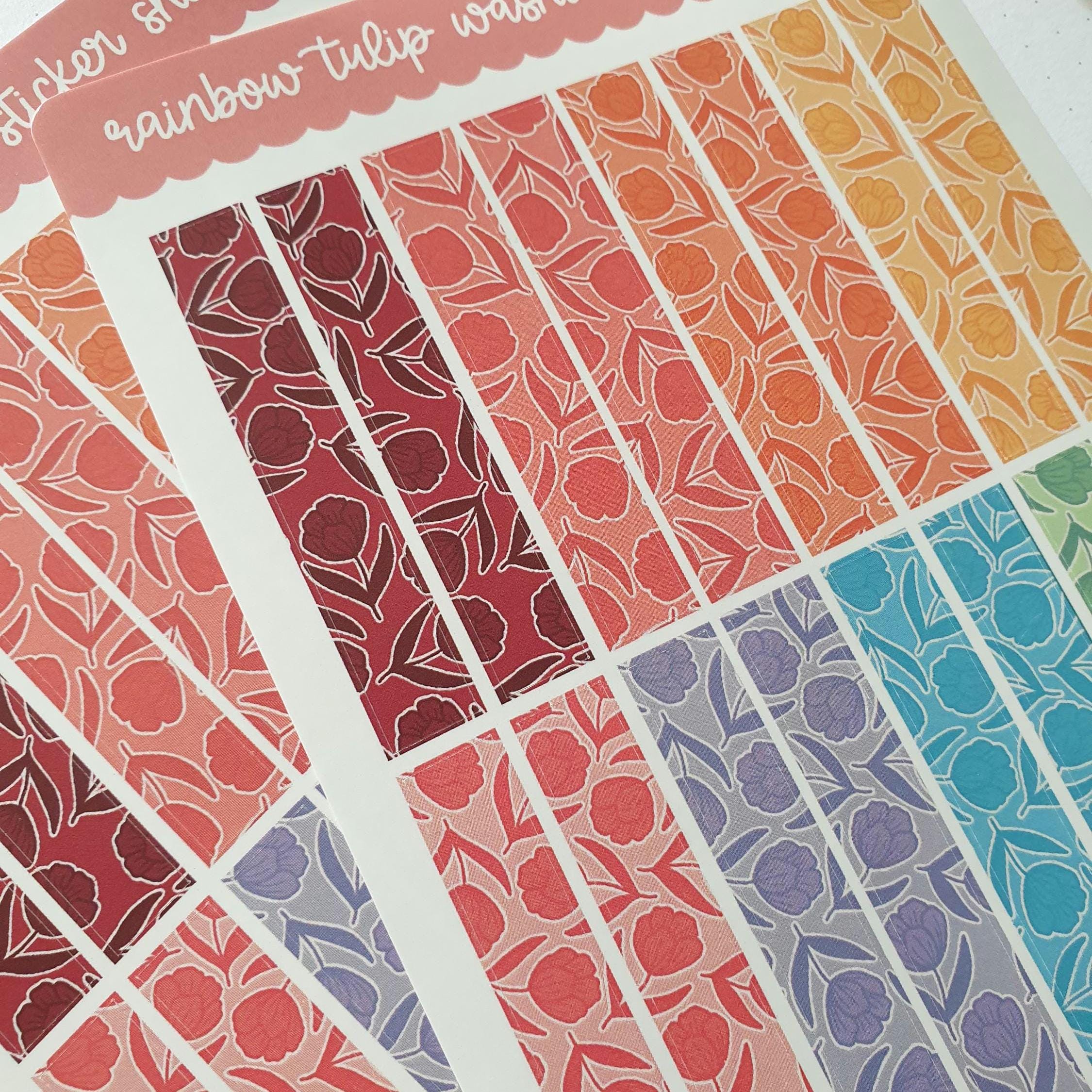 Rainbow Tulip Faux Washi Sticker Sheet