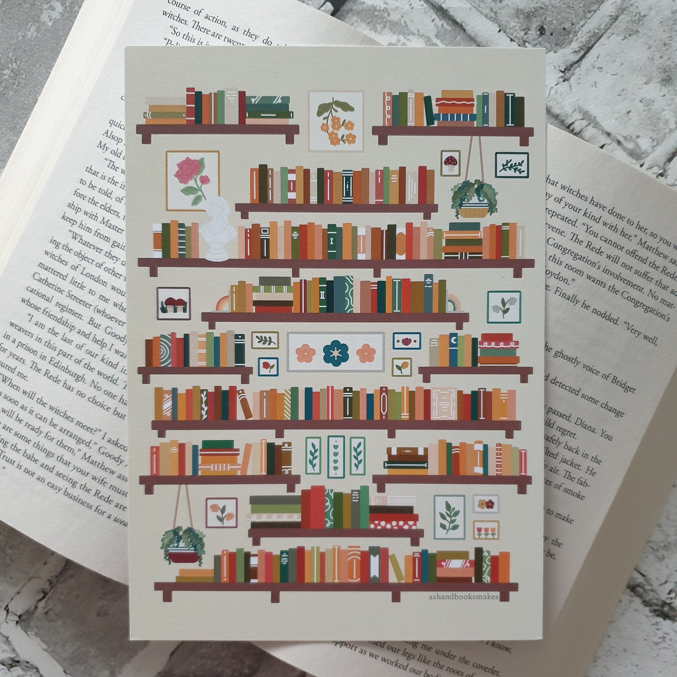 Cottagecore Bookshelf A5 Art Print