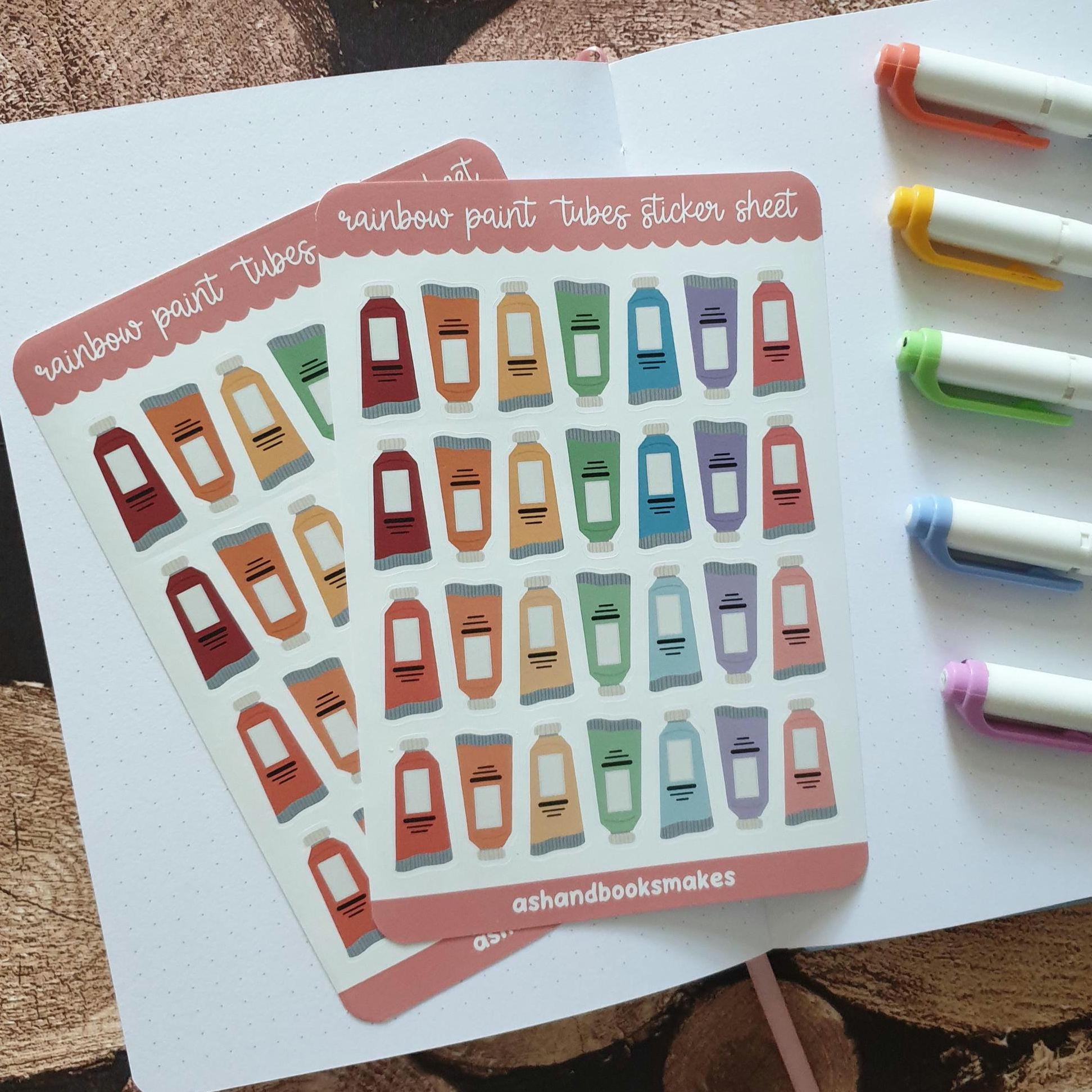 Rainbow Paint Tubes Sticker Sheet