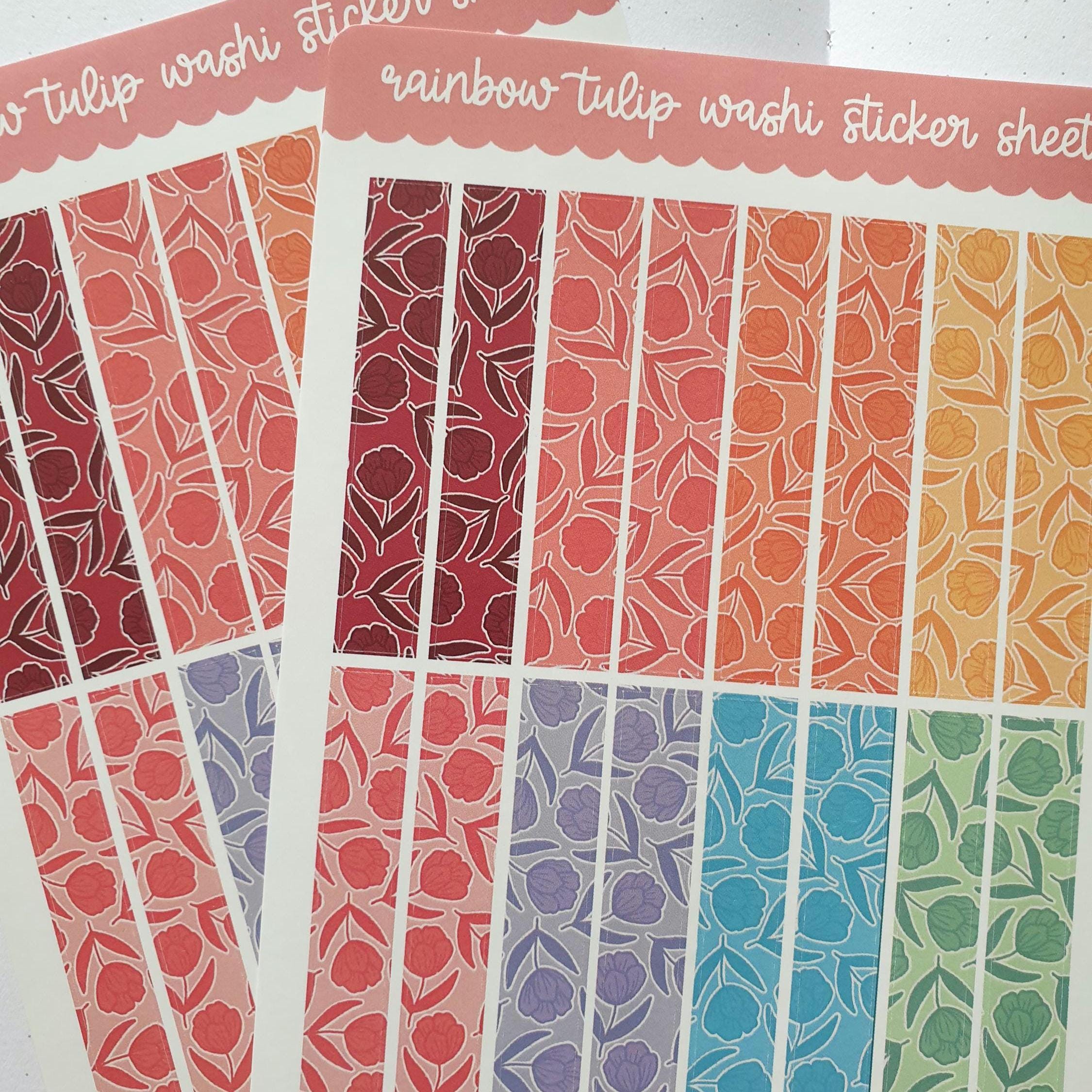 Rainbow Tulip Faux Washi Sticker Sheet