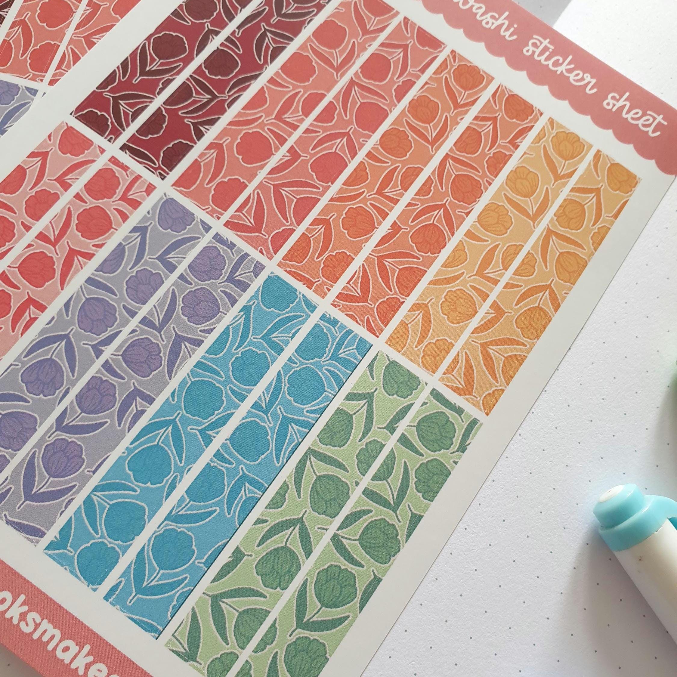 Rainbow Tulip Faux Washi Sticker Sheet