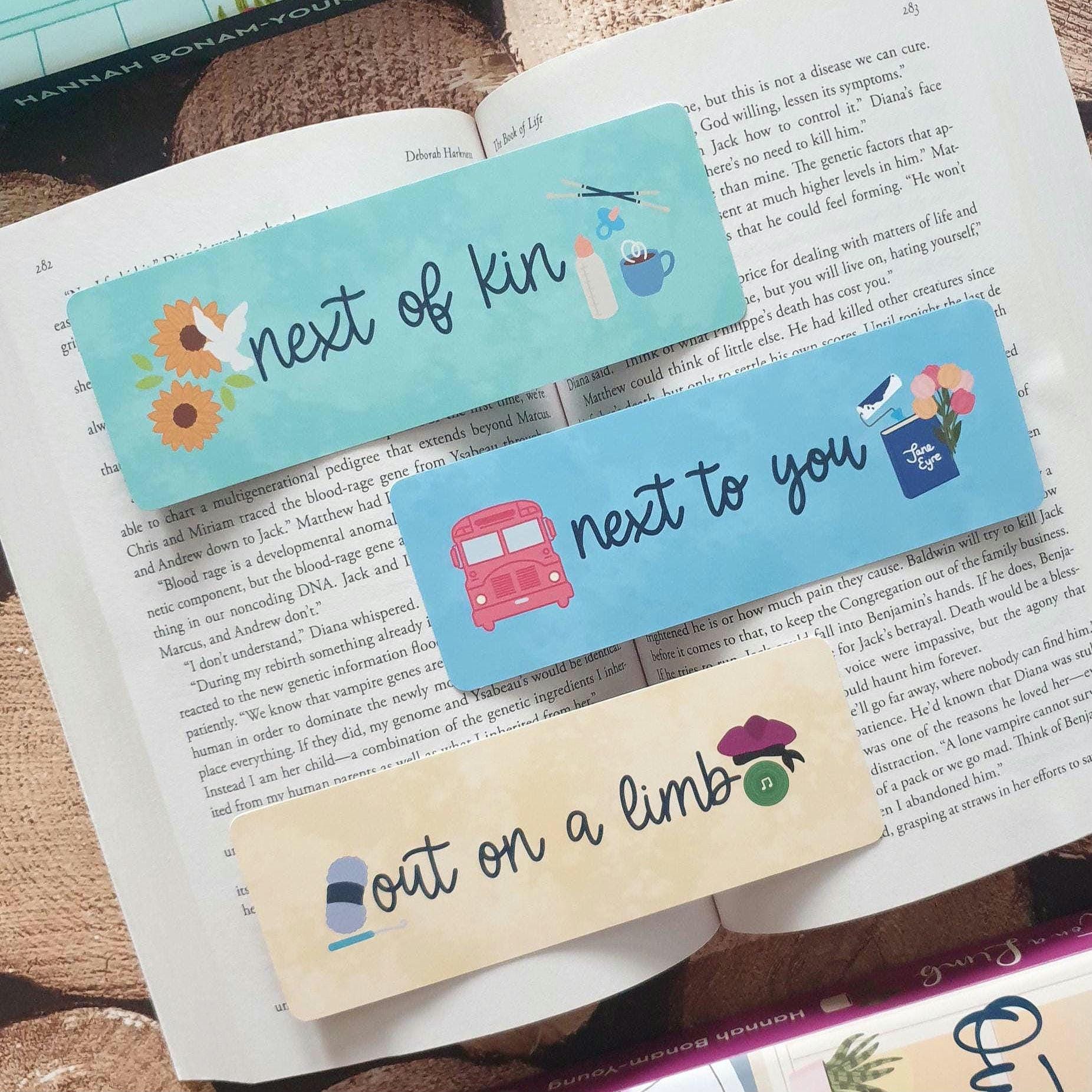 Next of Kin, Next to You, Out on a Limb by Hannah Bonam-Young inspired Bookmarks