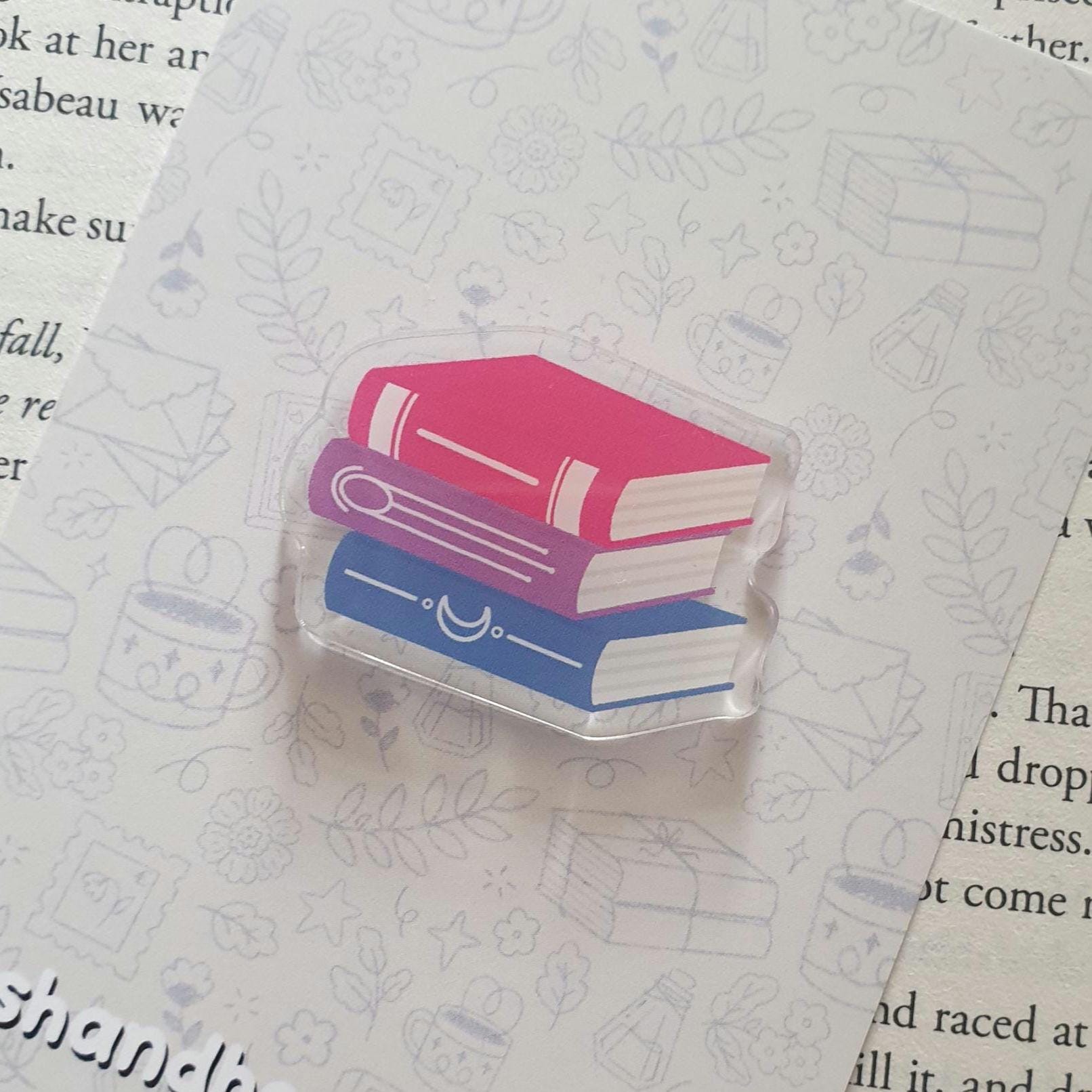 Subtle Pride Flag Bookstack Acrylic Pin