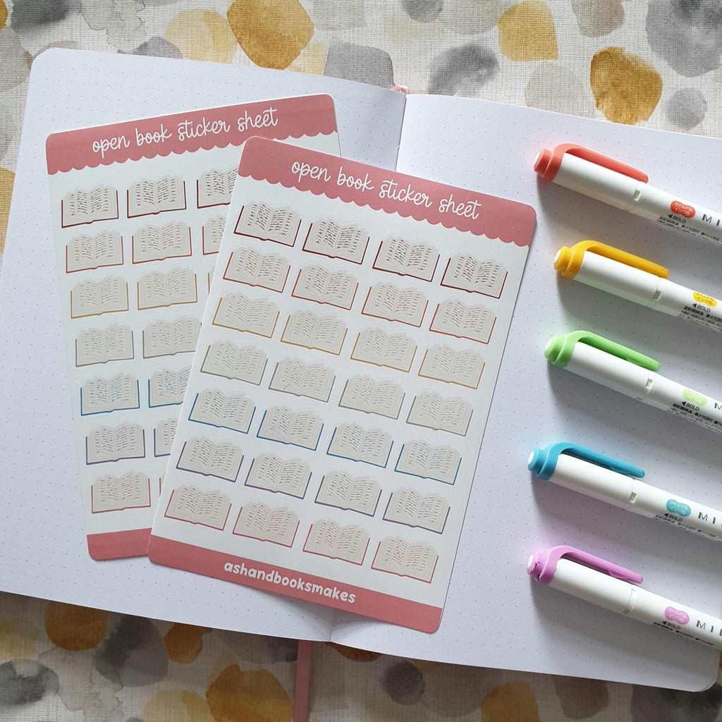 Open Book Squiggles Sticker Sheet