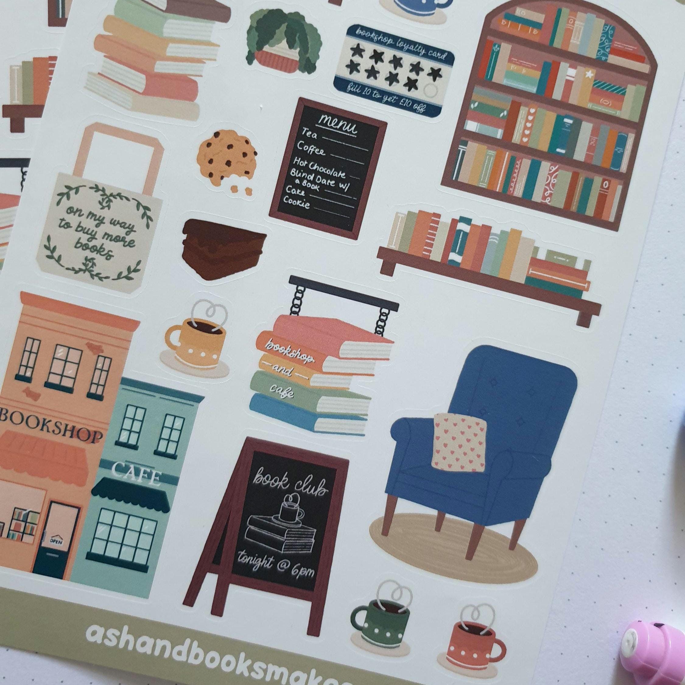 Bookshop Cafe Sticker Sheet