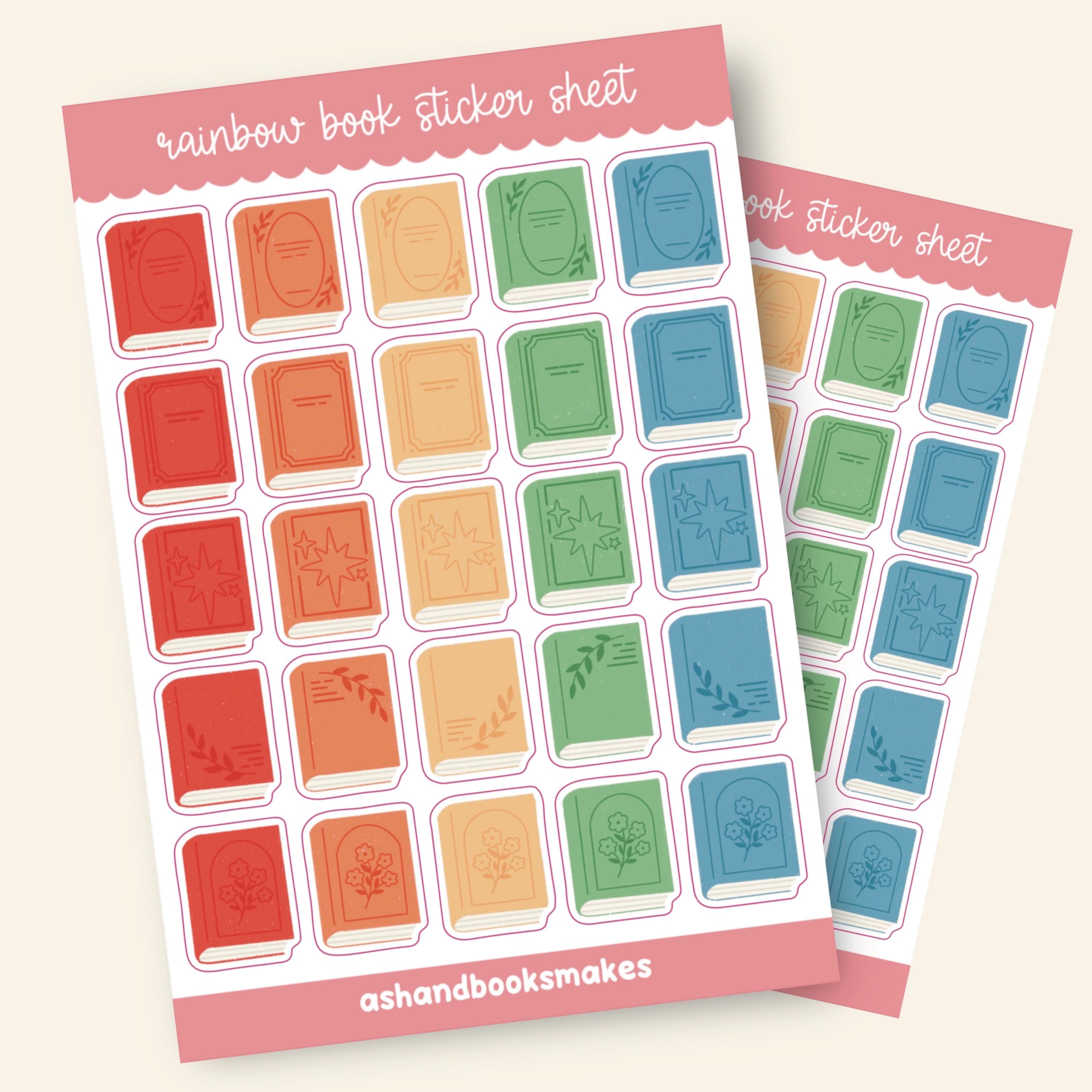 Rainbow Book Cover Sticker Sheet