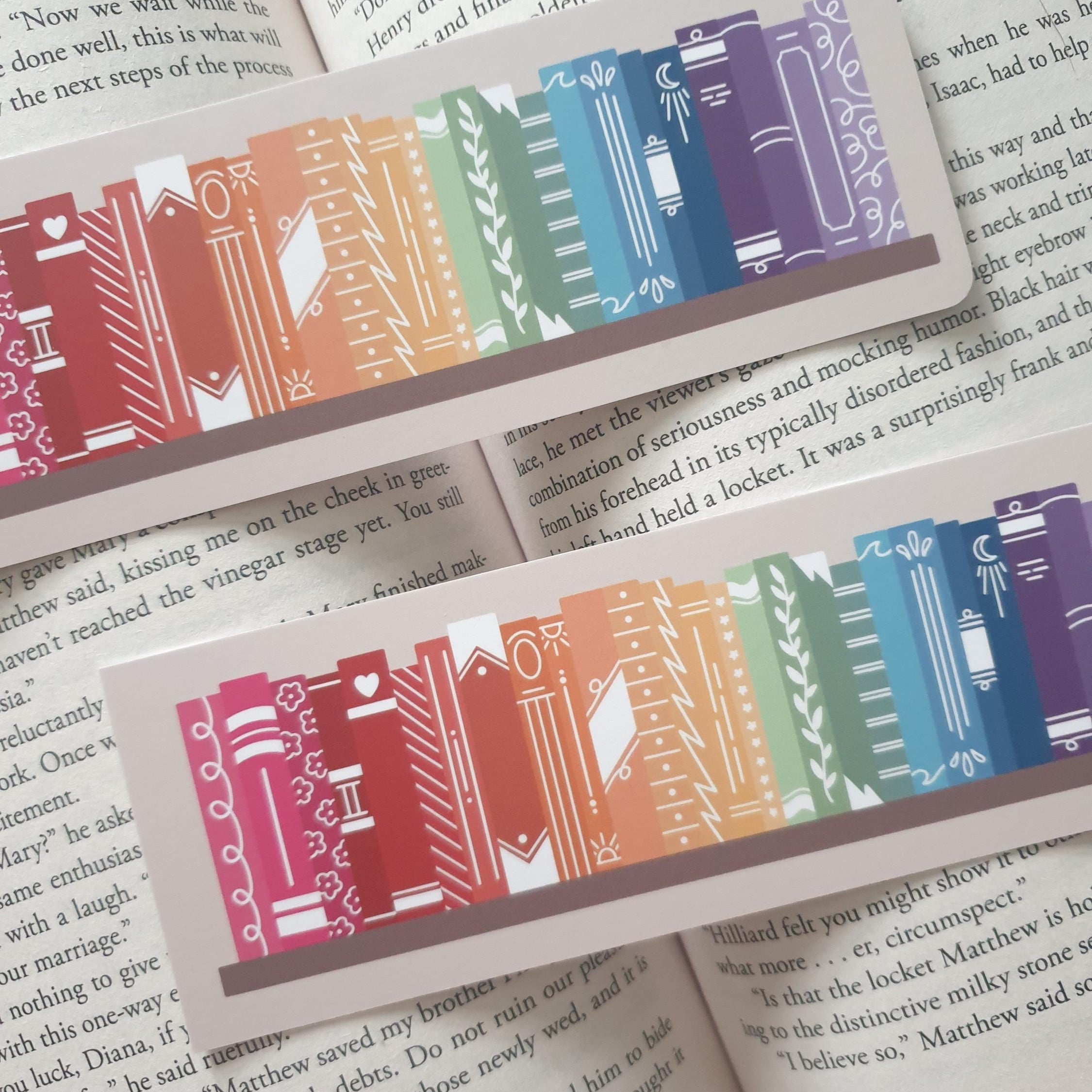 Vintage Rainbow Bookshelf Bookmark