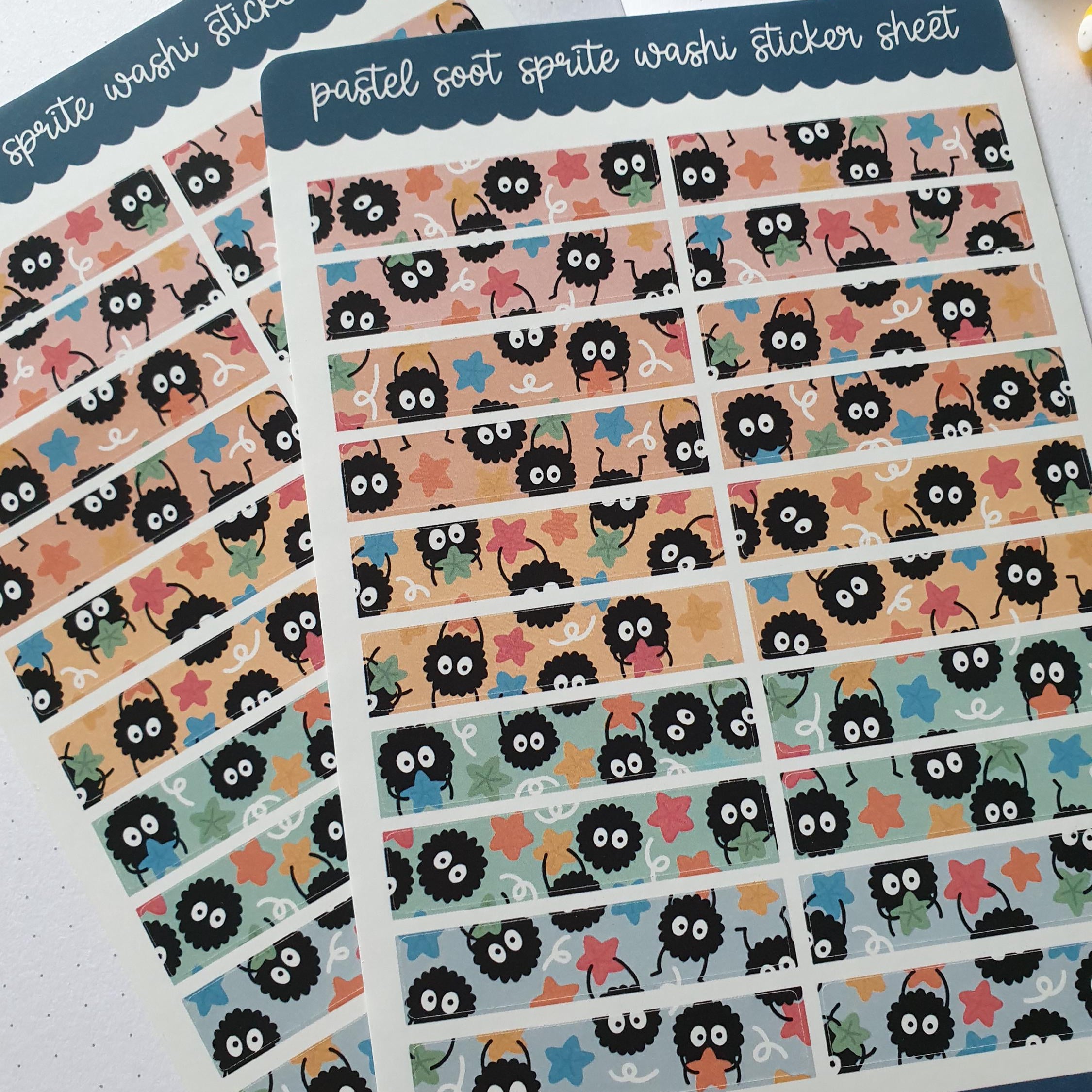 Soot Sprite Star Faux Washi Tape Journal Sticker Sheet