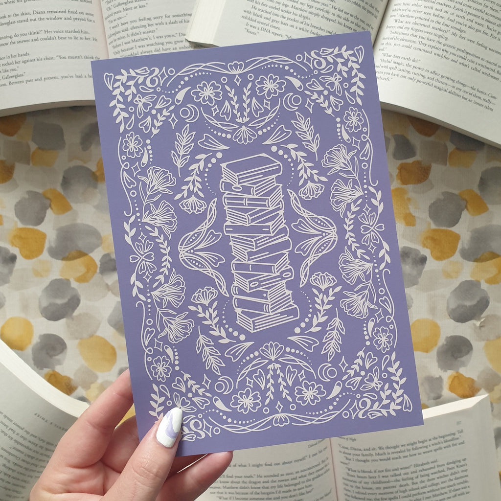 Art Nouveau Bookstack A5 Print