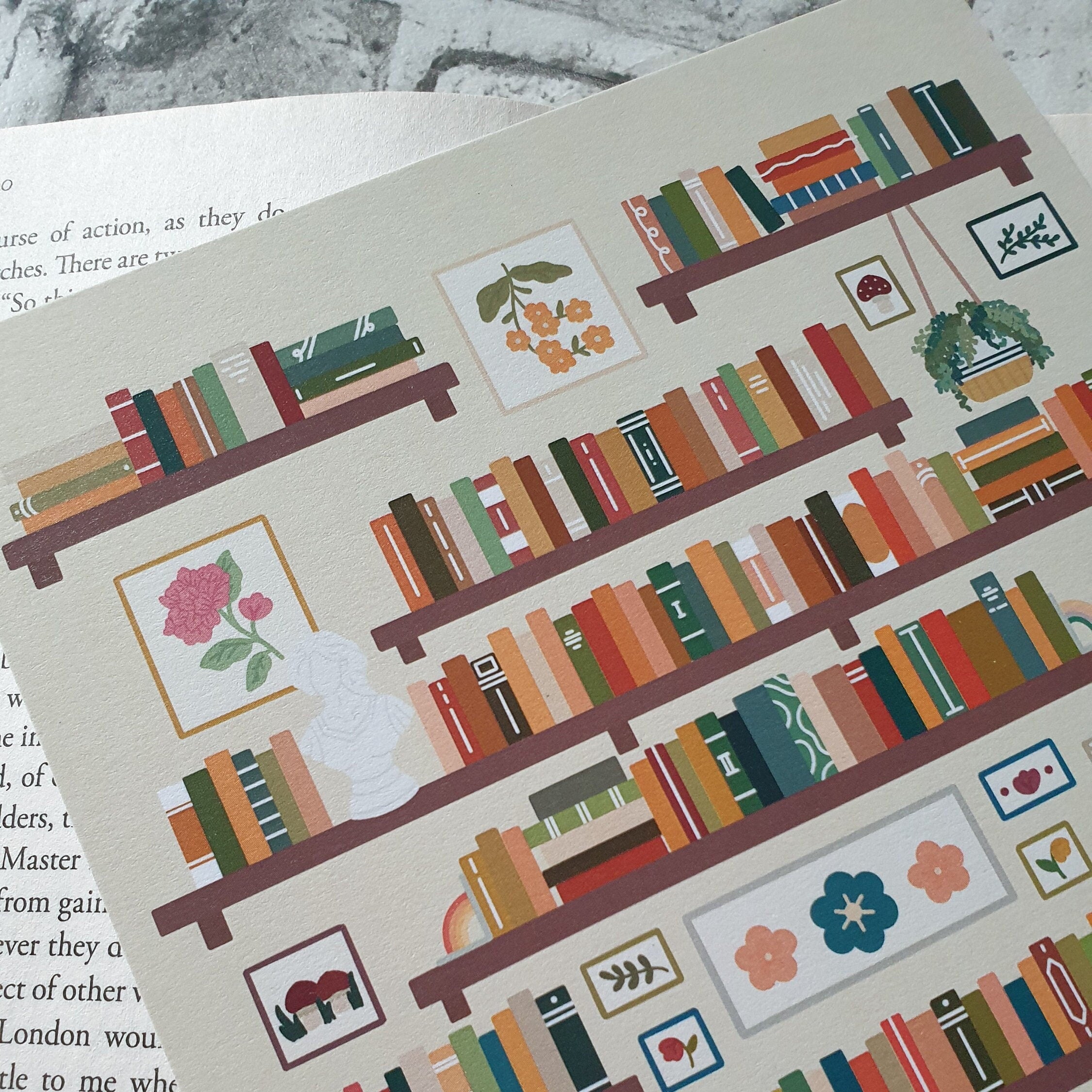 Cottagecore Bookshelf A5 Art Print