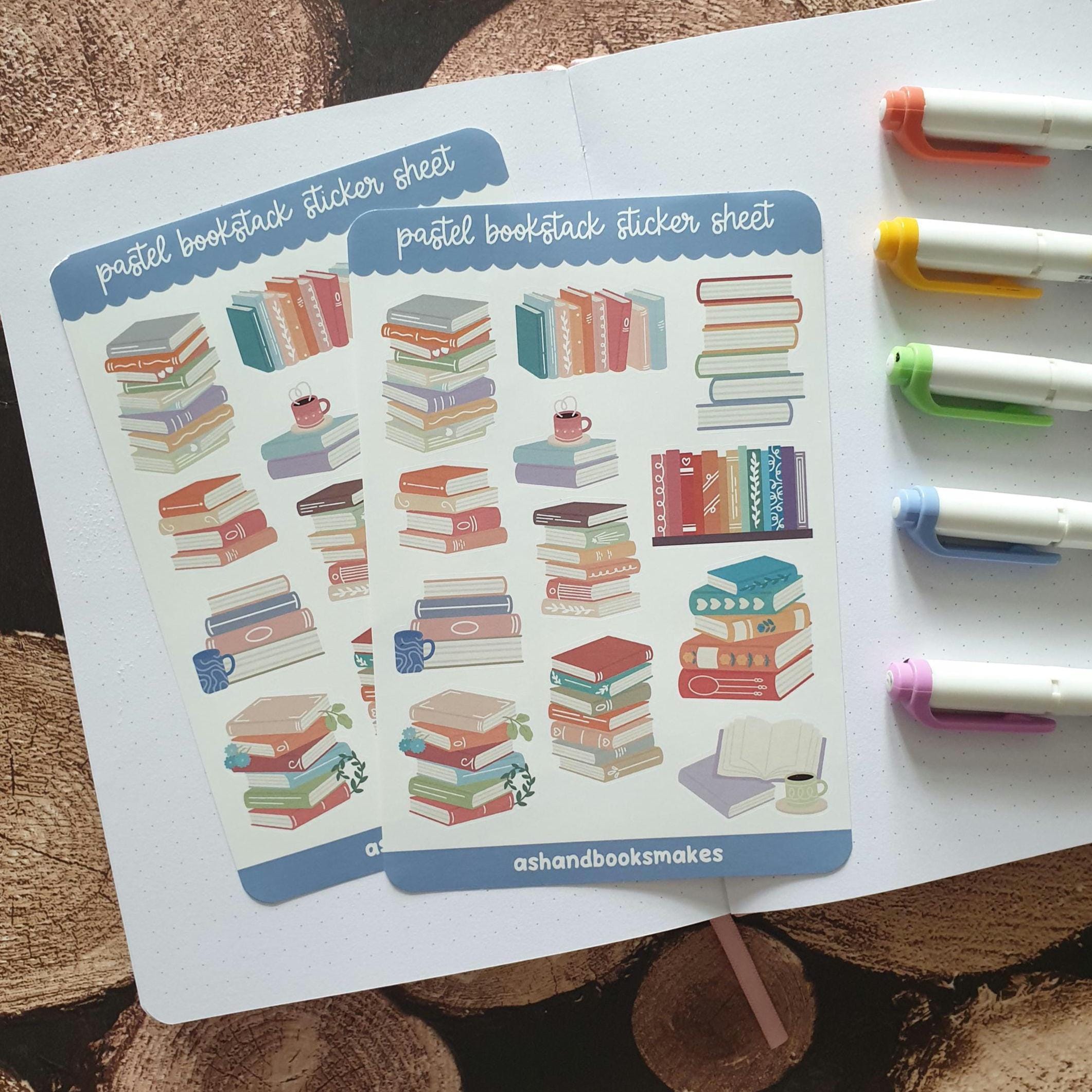 Pastel Bookstack Sticker Sheet