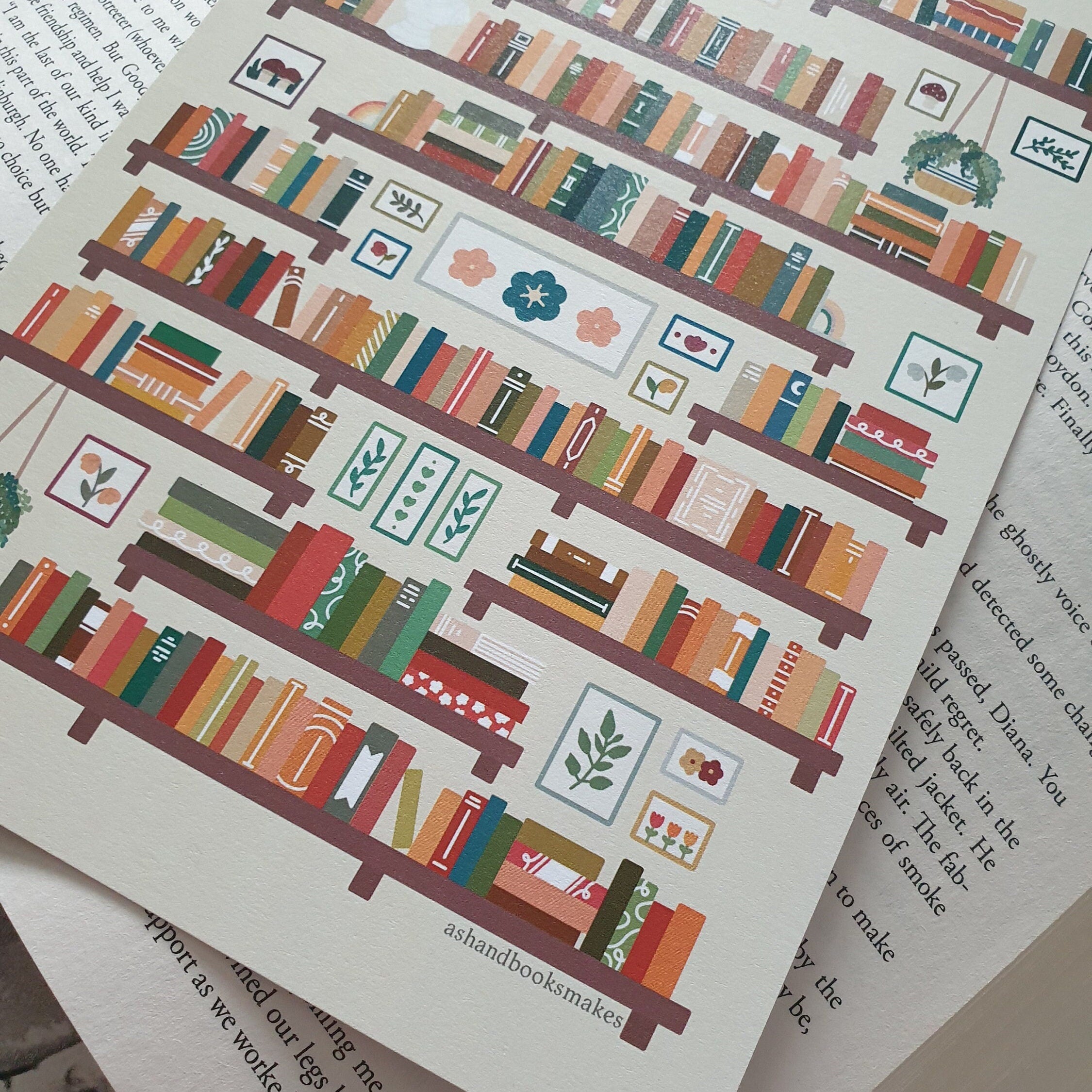 Cottagecore Bookshelf A5 Art Print