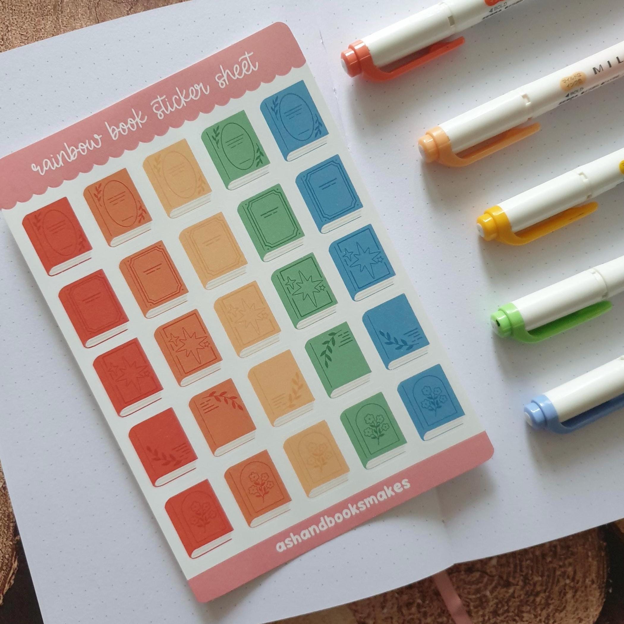 Rainbow Book Cover Sticker Sheet