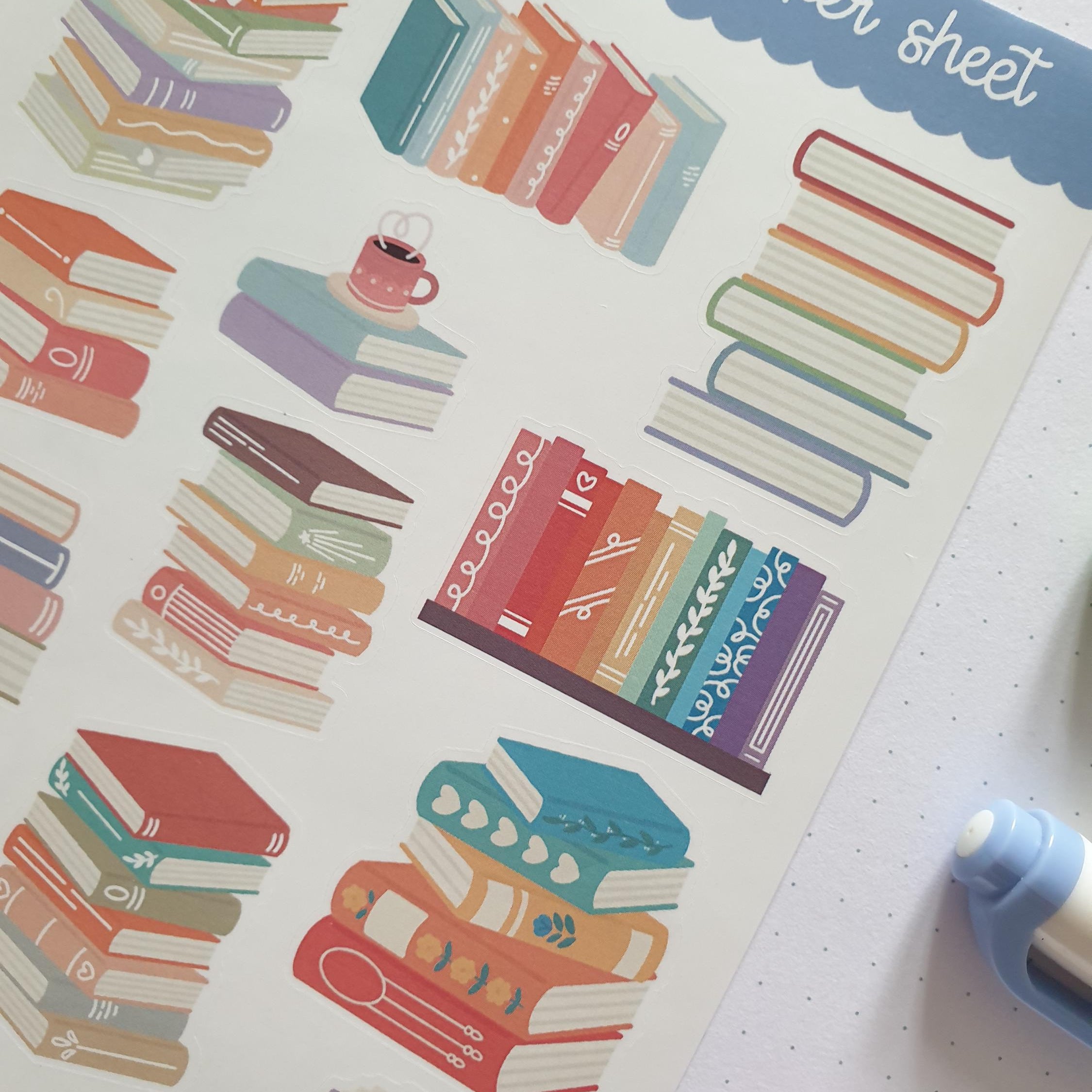 Pastel Bookstack Sticker Sheet