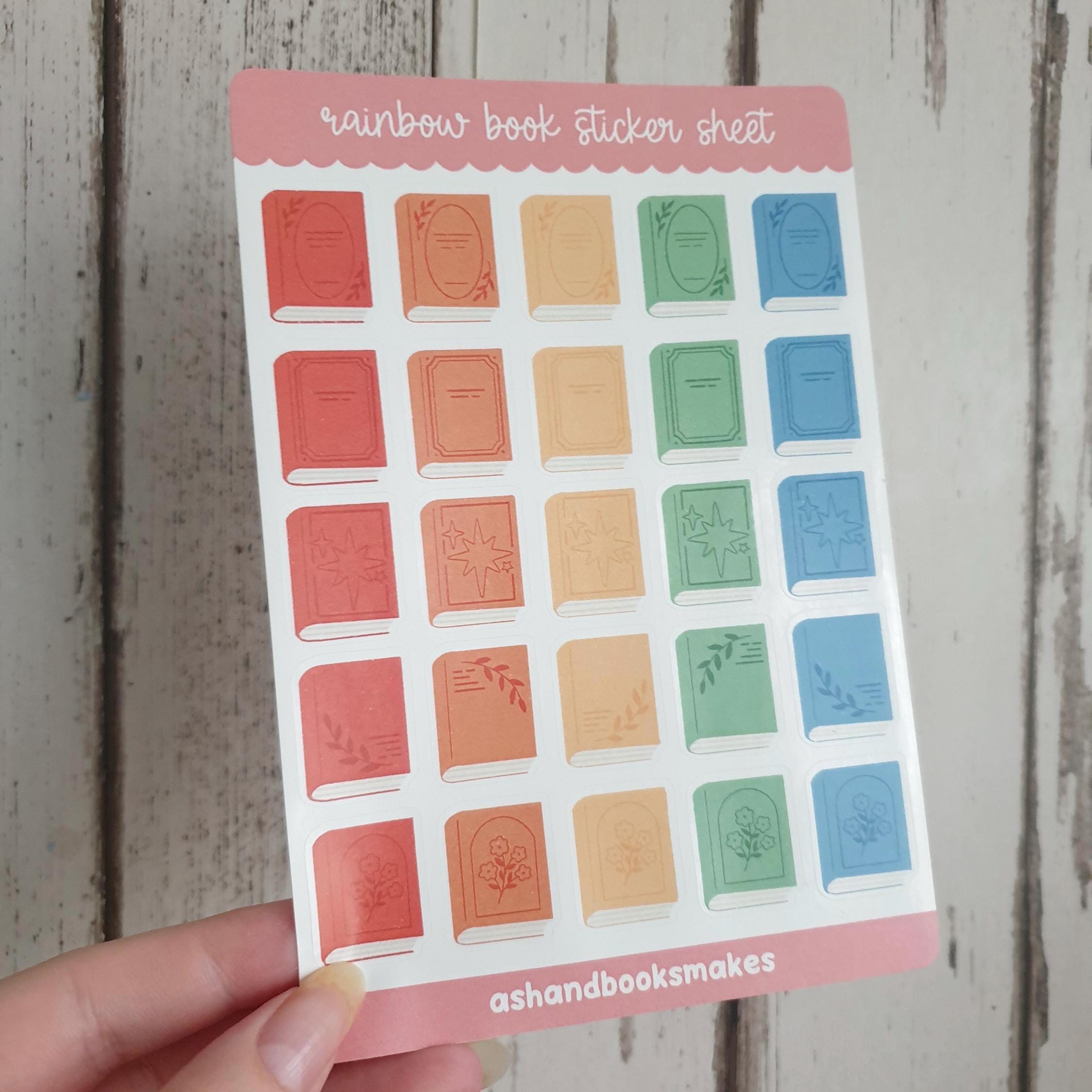 Rainbow Book Cover Sticker Sheet