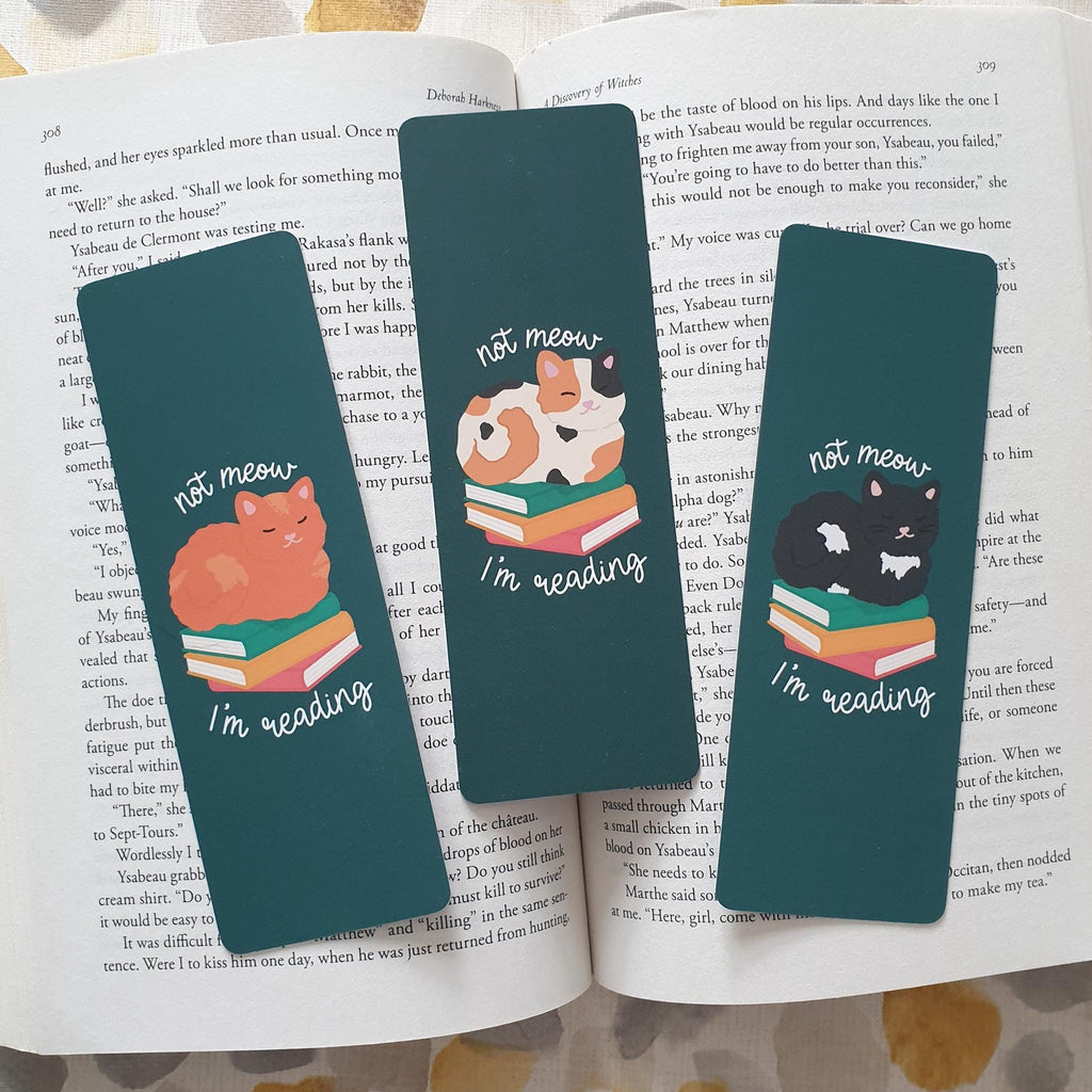 Not Meow, I’m Reading Cat Stack Bookmark