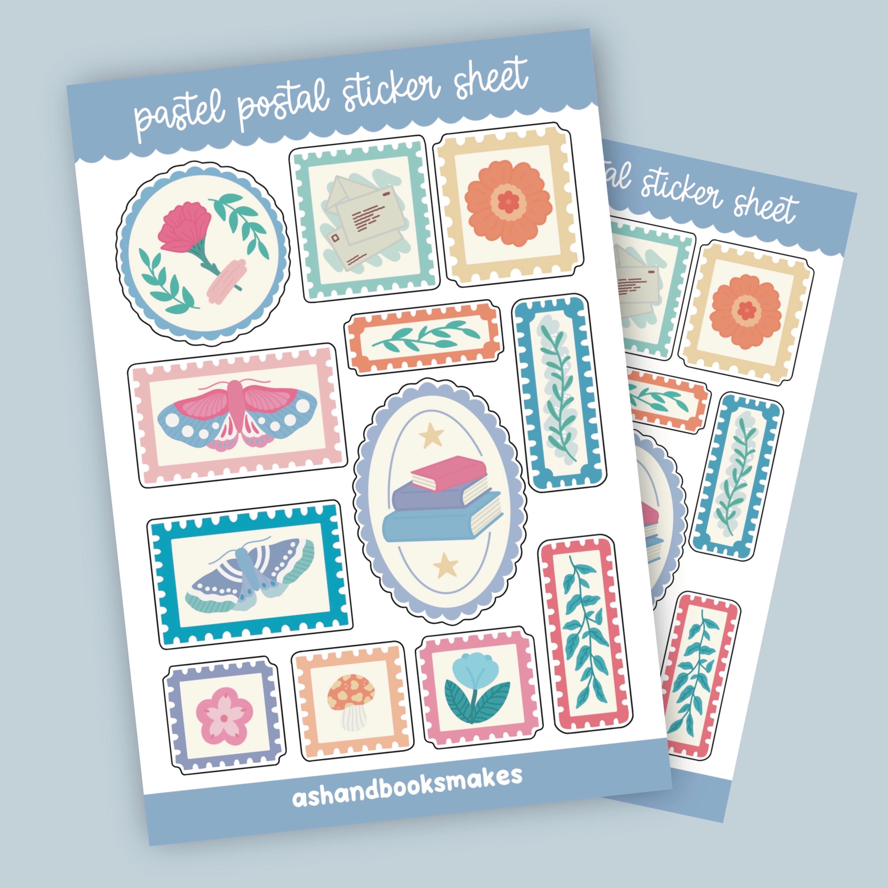 Postal Sticker Templates Pastel Postal Sticker Sheet – Ash and Books Makes