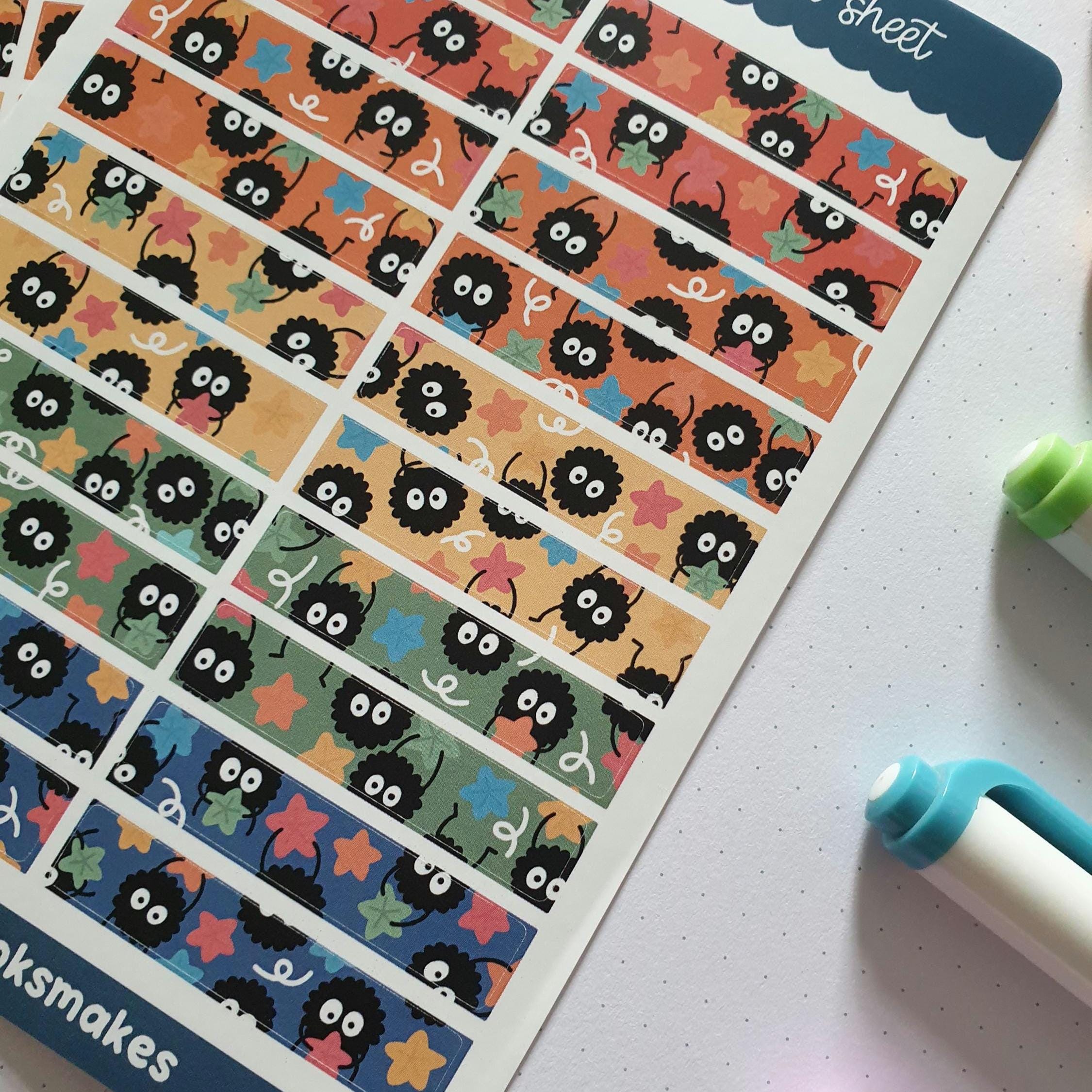 Soot Sprite Star Faux Washi Tape Journal Sticker Sheet