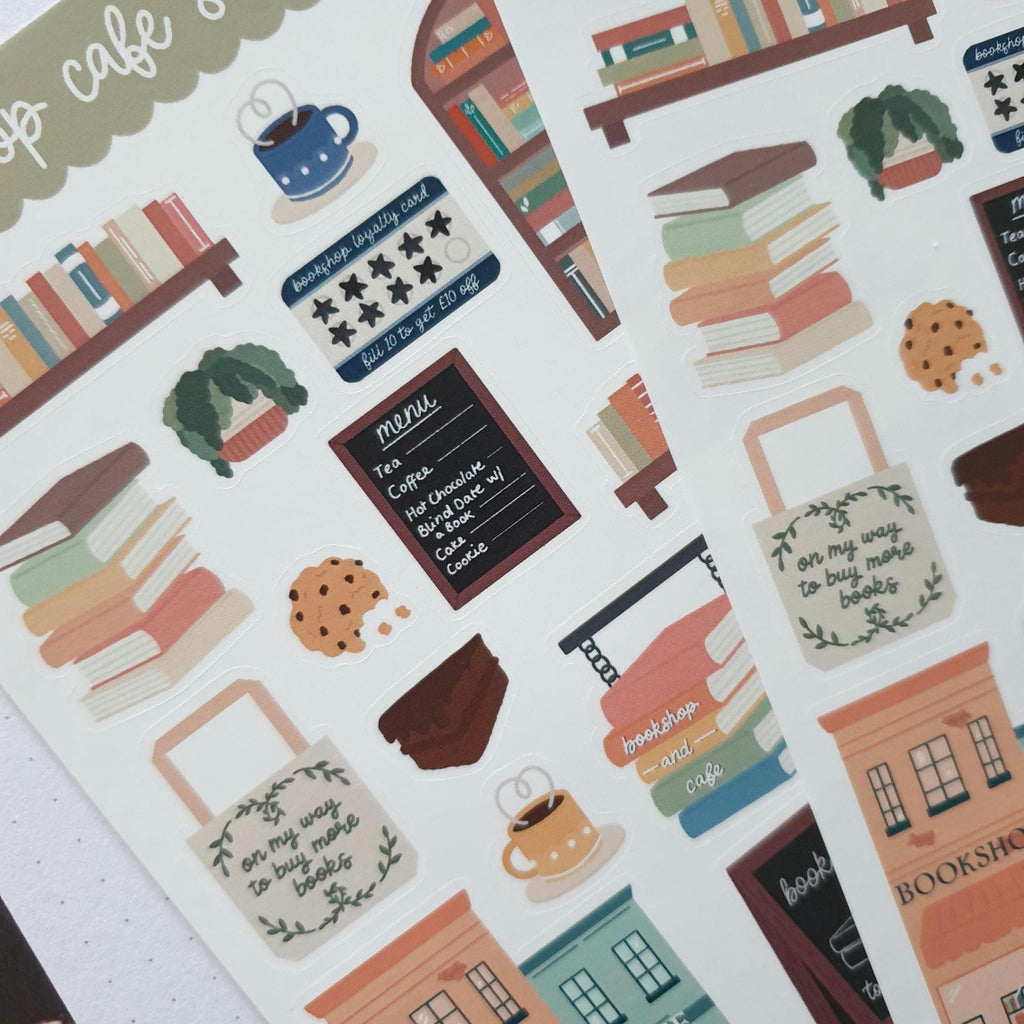 Bookshop Cafe Sticker Sheet