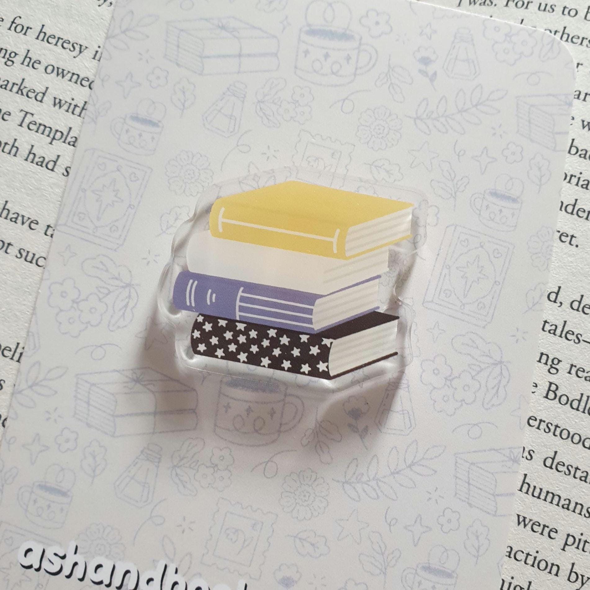 Subtle Pride Flag Bookstack Acrylic Pin