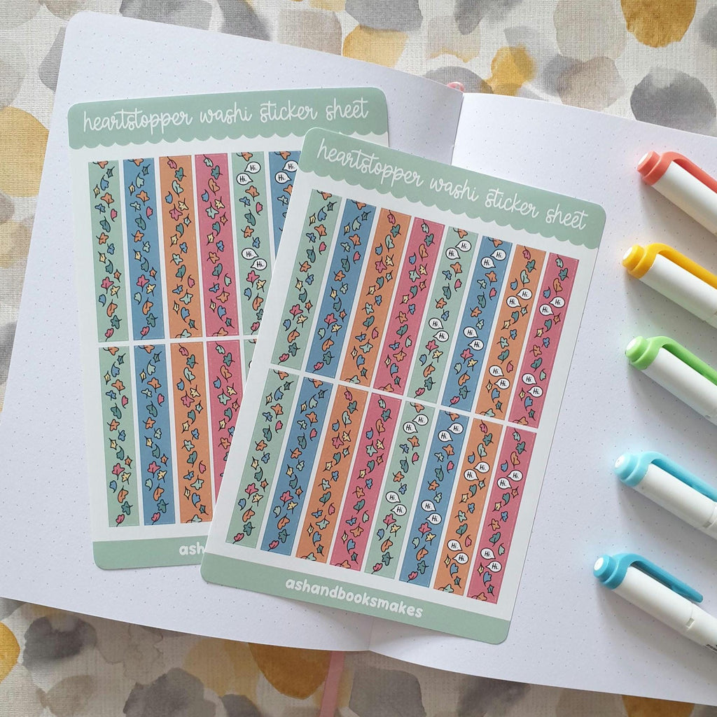 Heartstopper Leaves inspired Faux Washi Sticker Sheet