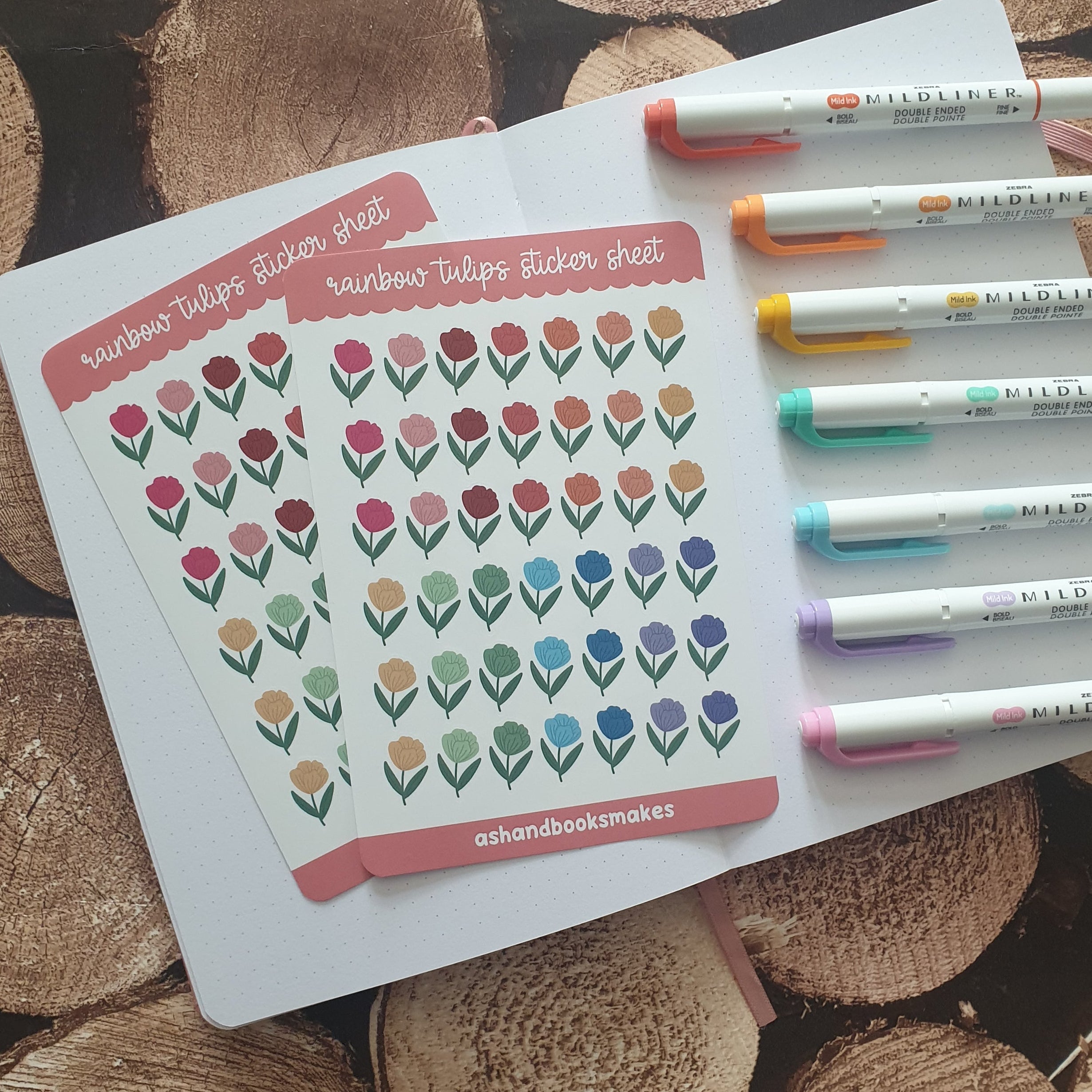 Rainbow Tulips Sticker Sheet