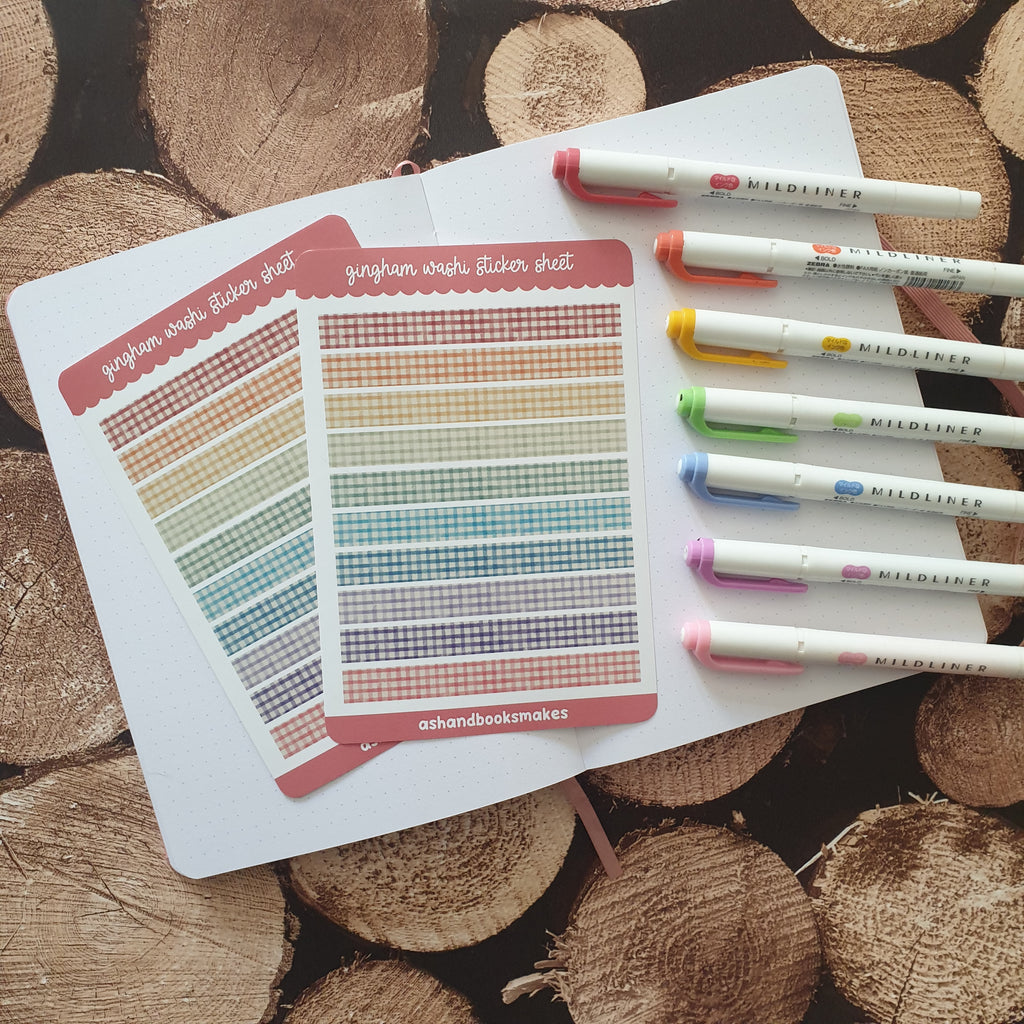 Rainbow Gingham Faux Washi Sticker Sheet