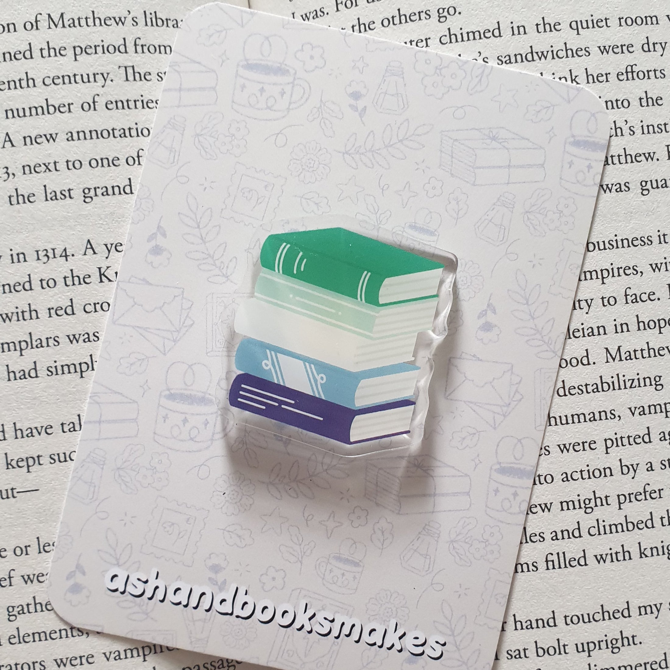 Subtle Pride Flag Bookstack Acrylic Pin