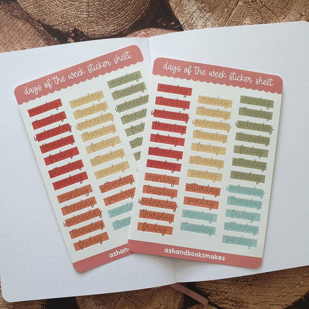 Days of the Week Sticker Sheet