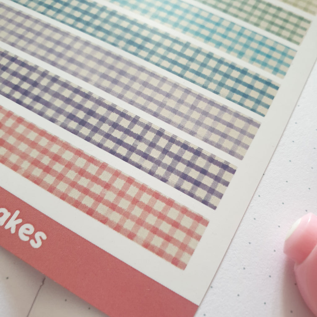 Rainbow Gingham Faux Washi Sticker Sheet