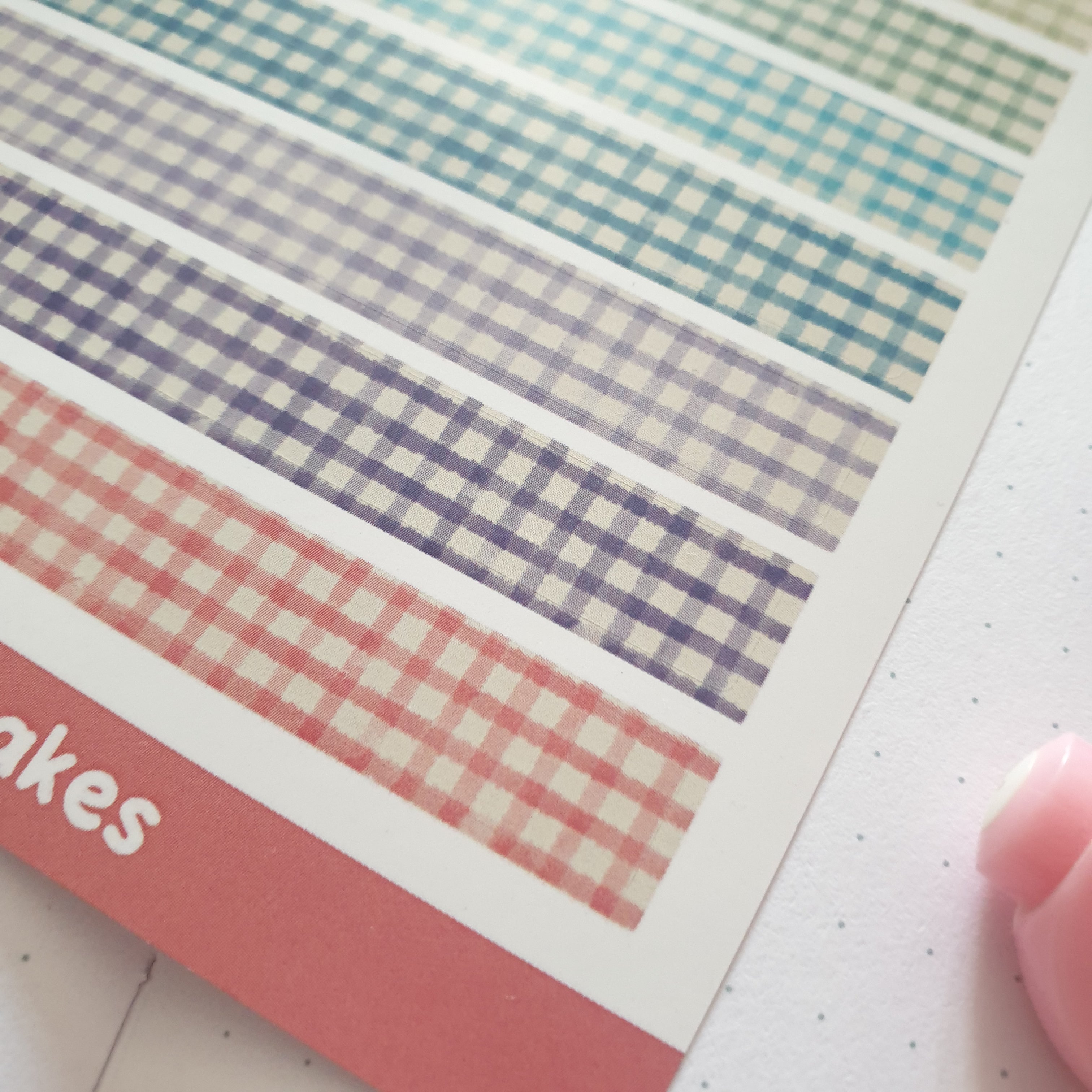 Rainbow Gingham Faux Washi Sticker Sheet