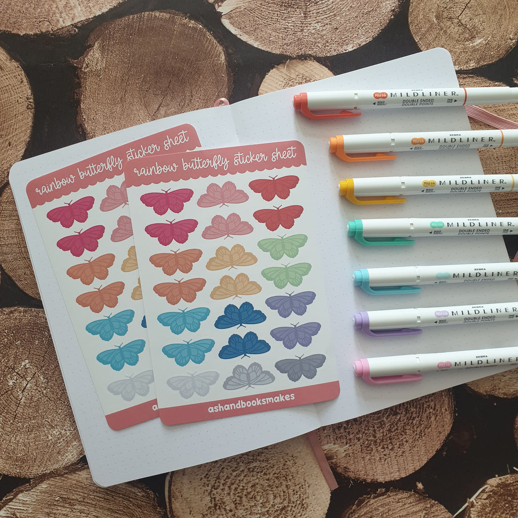 Rainbow Butterfly Sticker Sheet