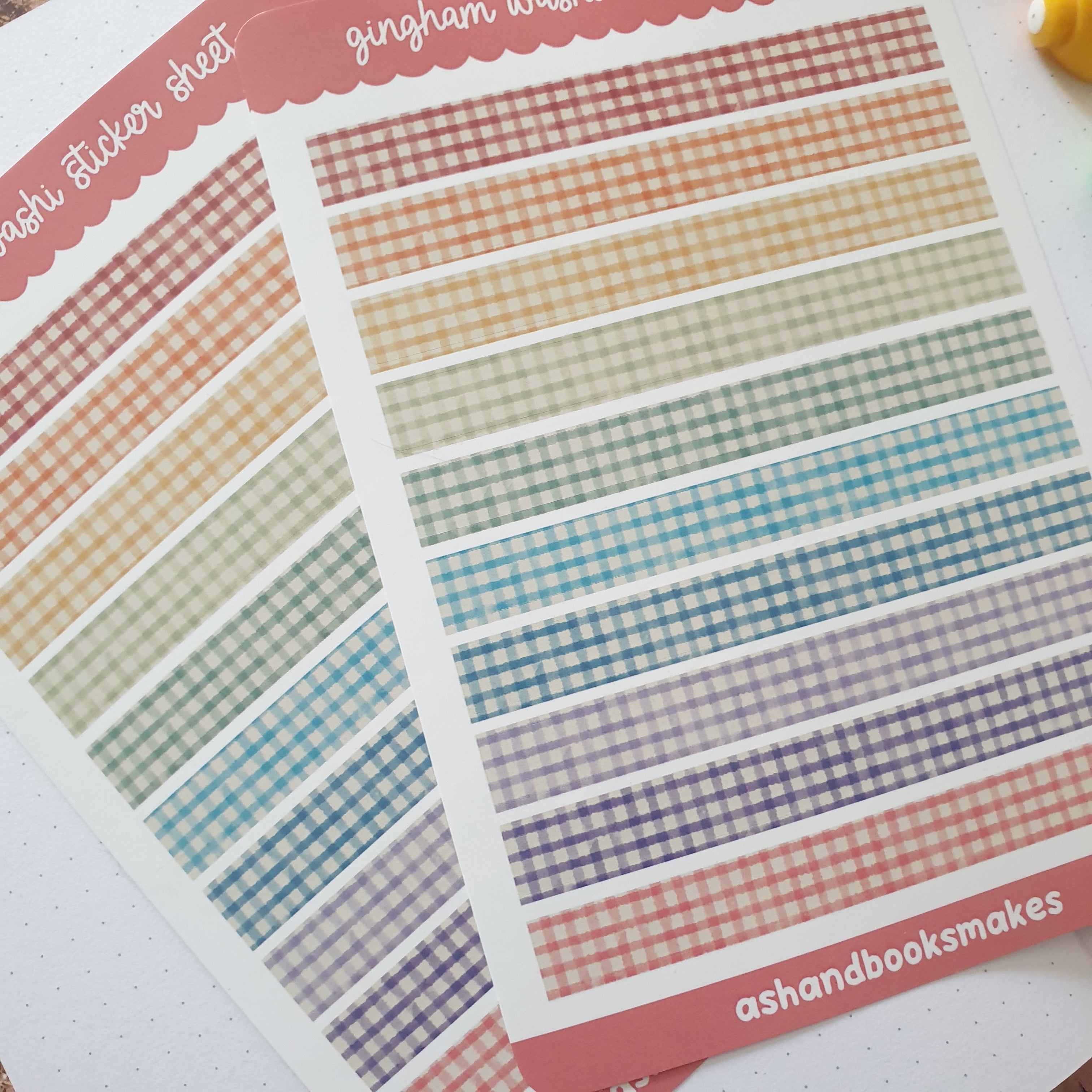 Rainbow Gingham Faux Washi Sticker Sheet