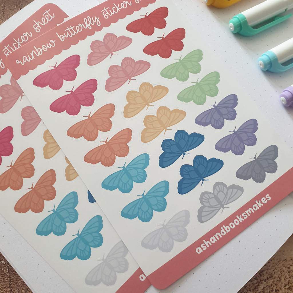 Rainbow Butterfly Sticker Sheet