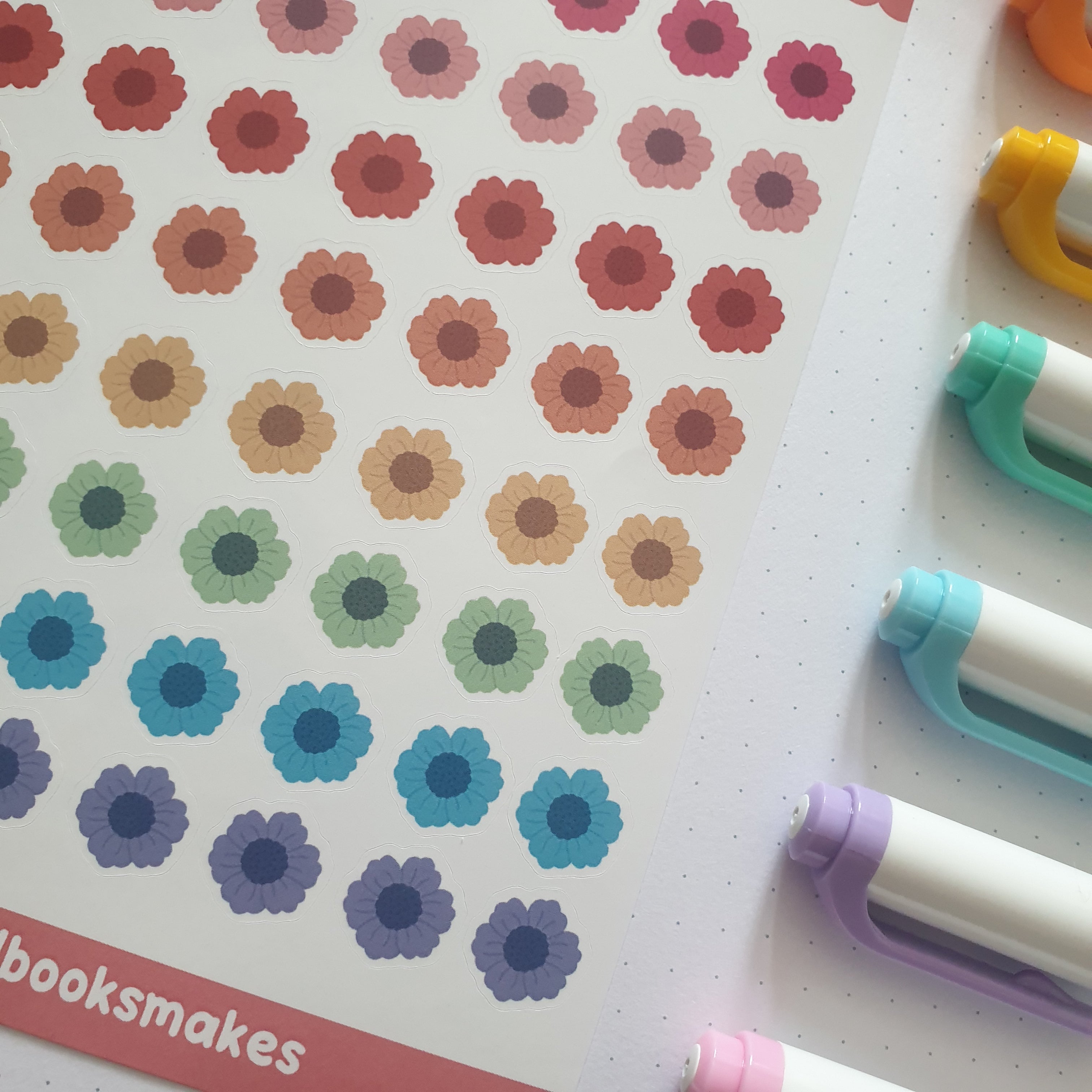 Rainbow Cottage Flowers Sticker Sheet