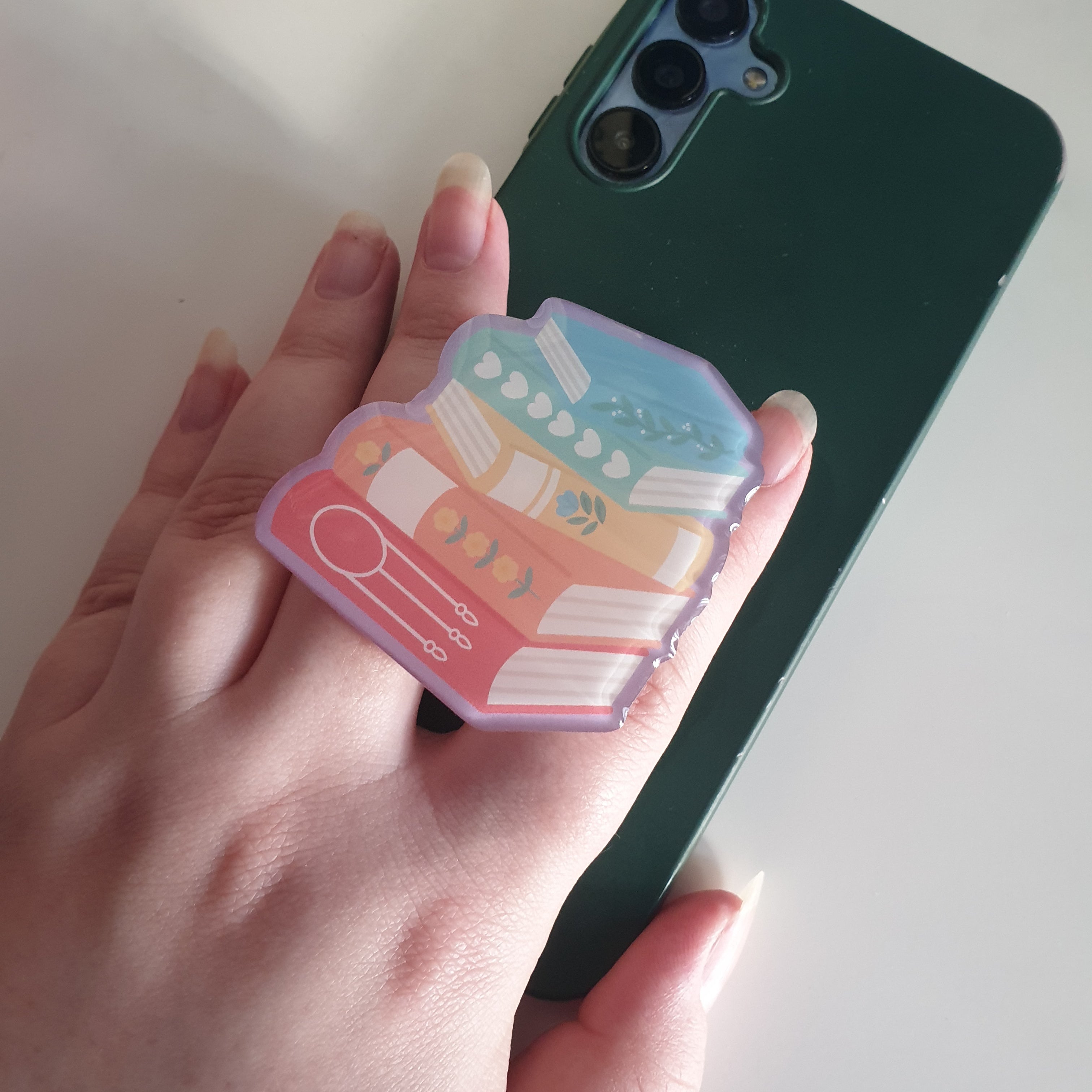 Pastel Bookstack Kindle/Phone Grip