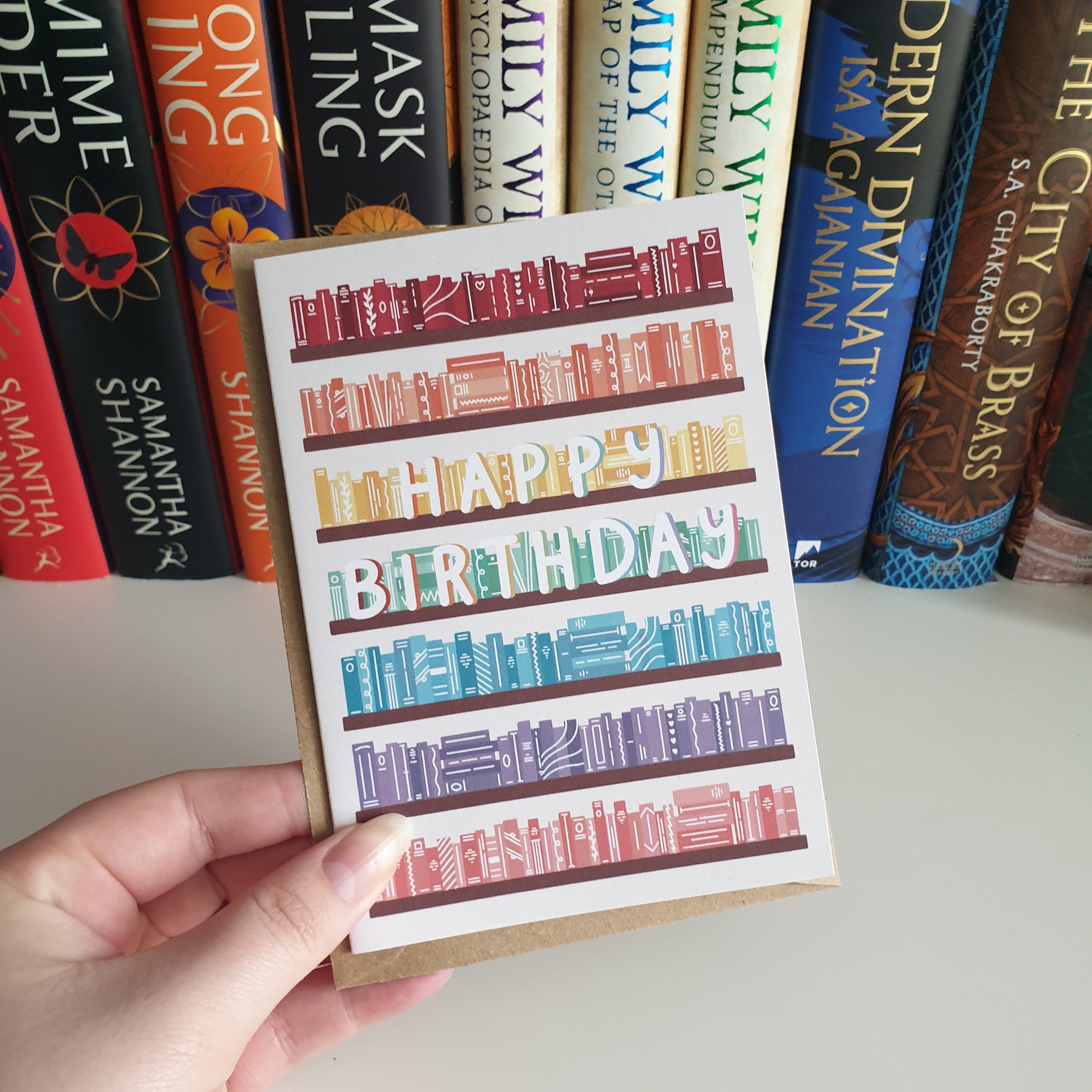 Happy Birthday Rainbow Bookshelves Card