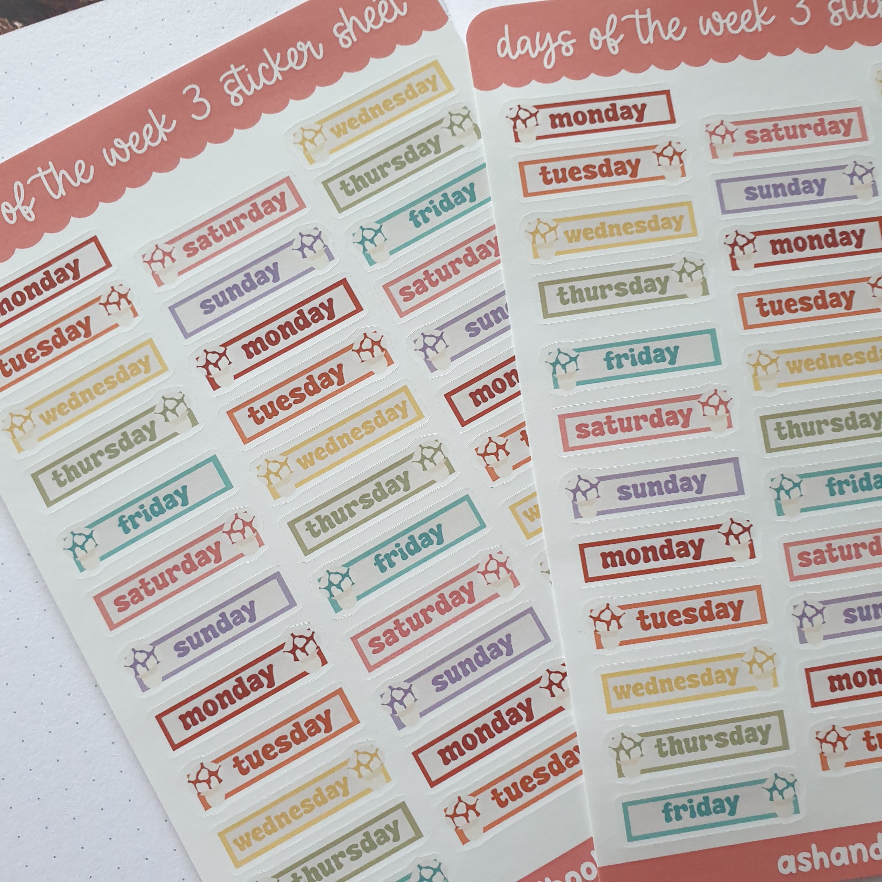 Days of the Week 3 Sticker Sheet
