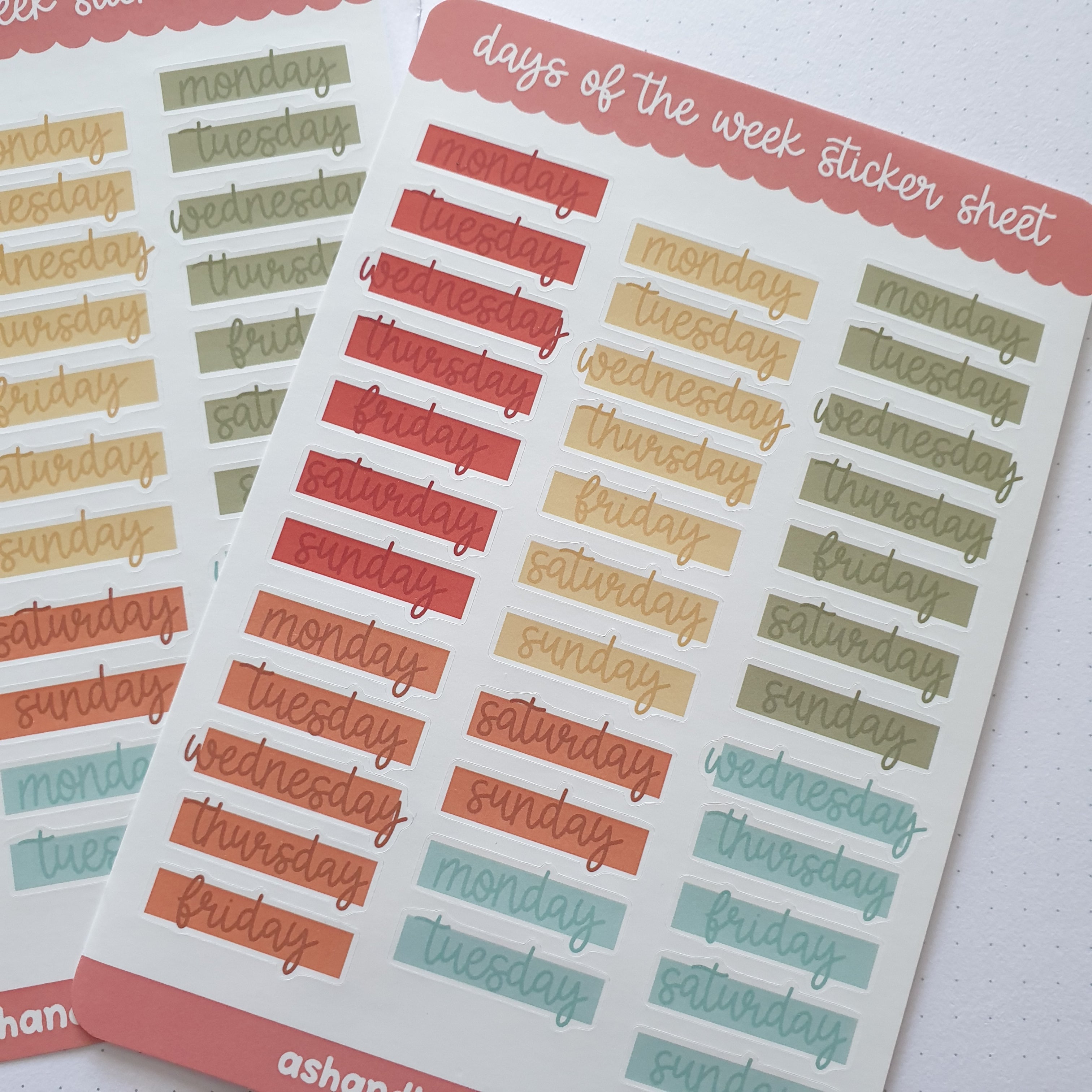 Days of the Week Sticker Sheet