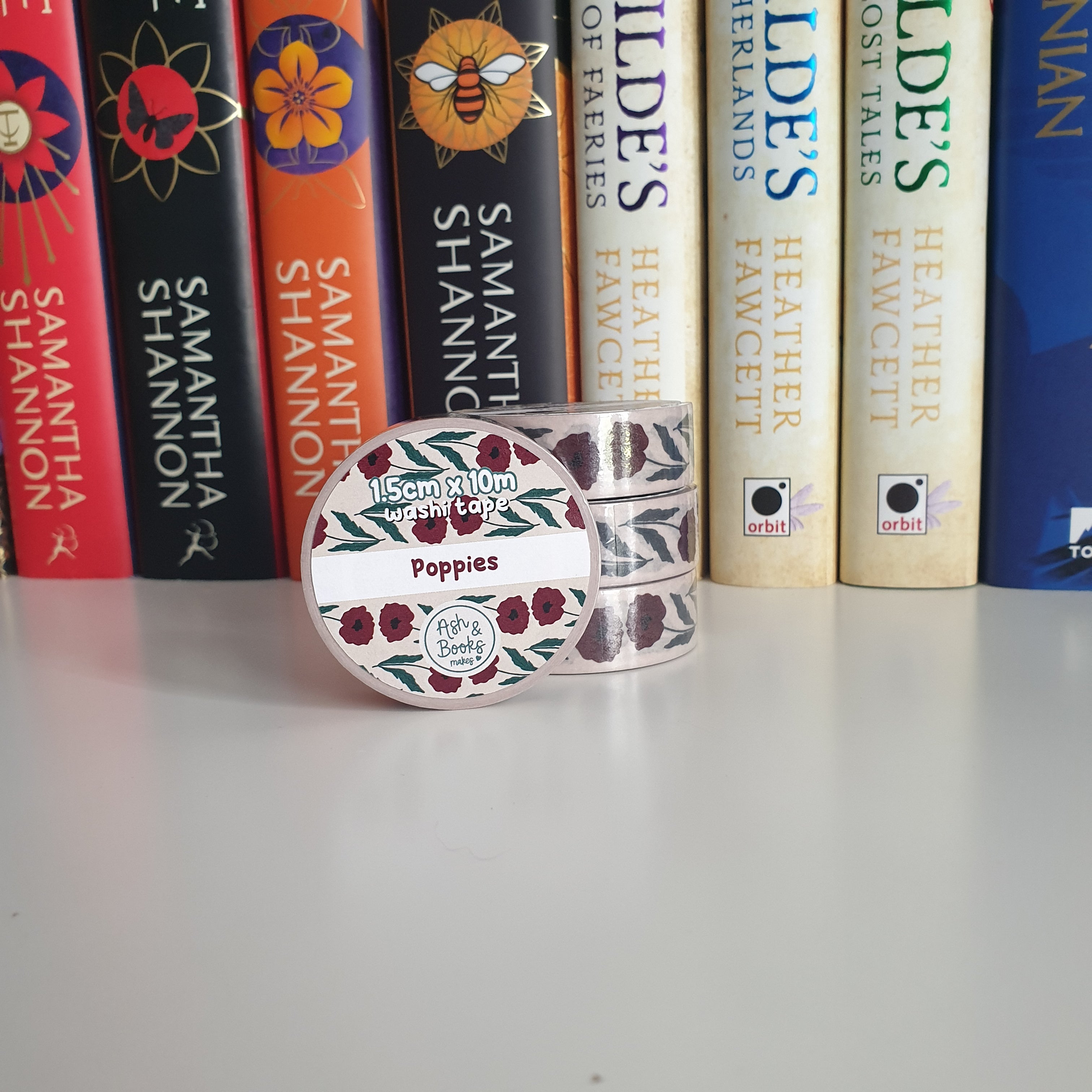 B-Grade Poppies 1.5cm x 10m Washi Tape