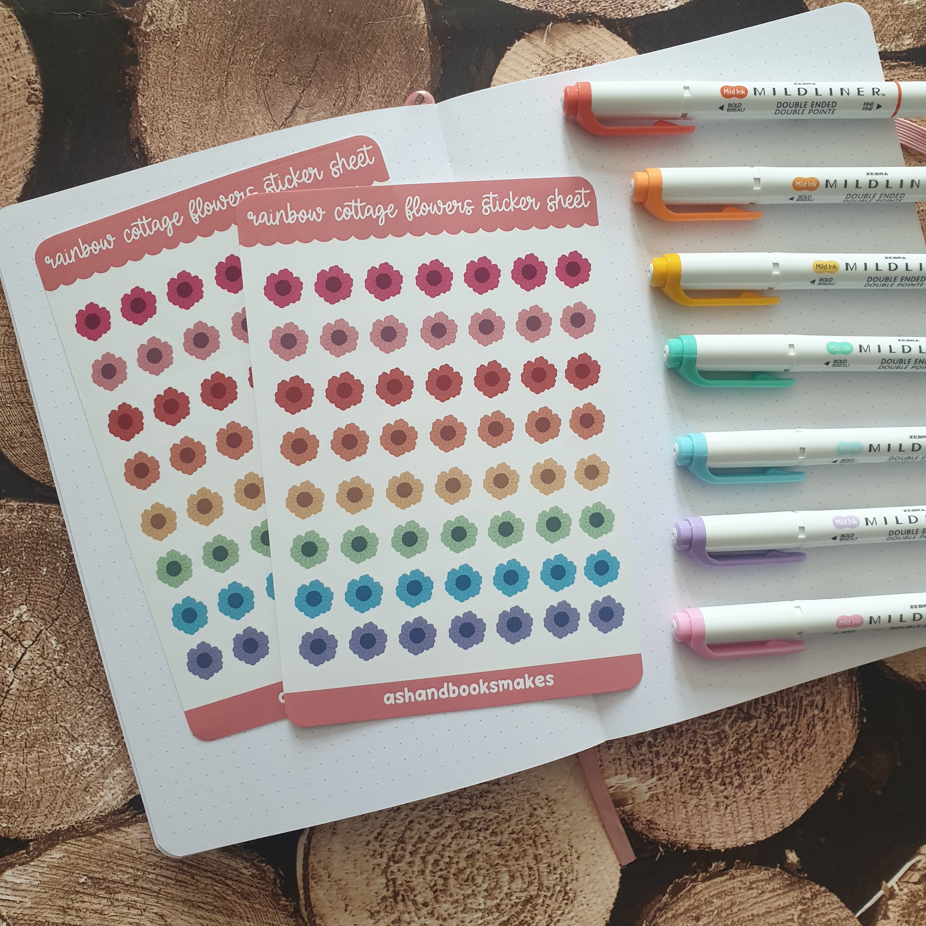 Rainbow Cottage Flowers Sticker Sheet