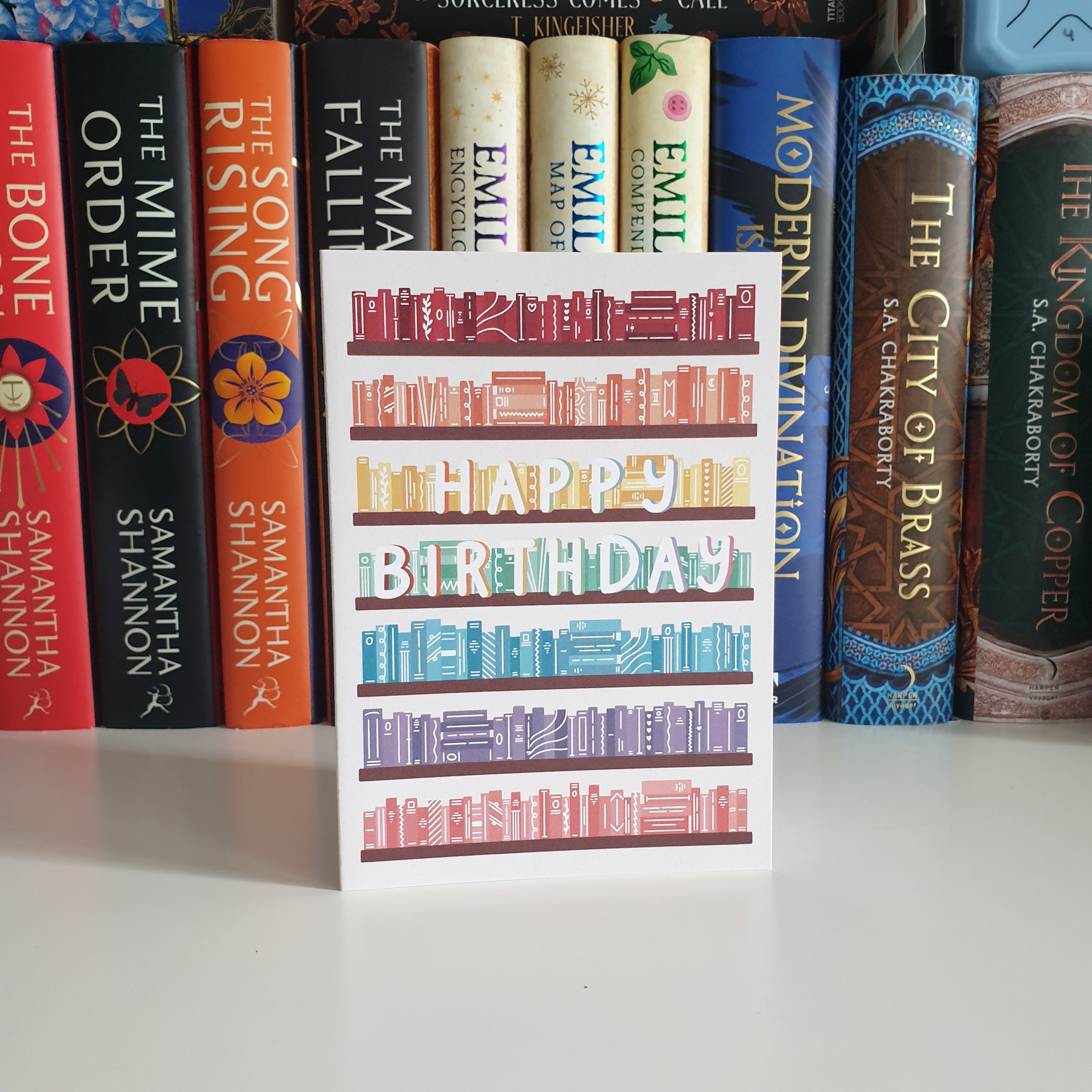 Happy Birthday Rainbow Bookshelves Card