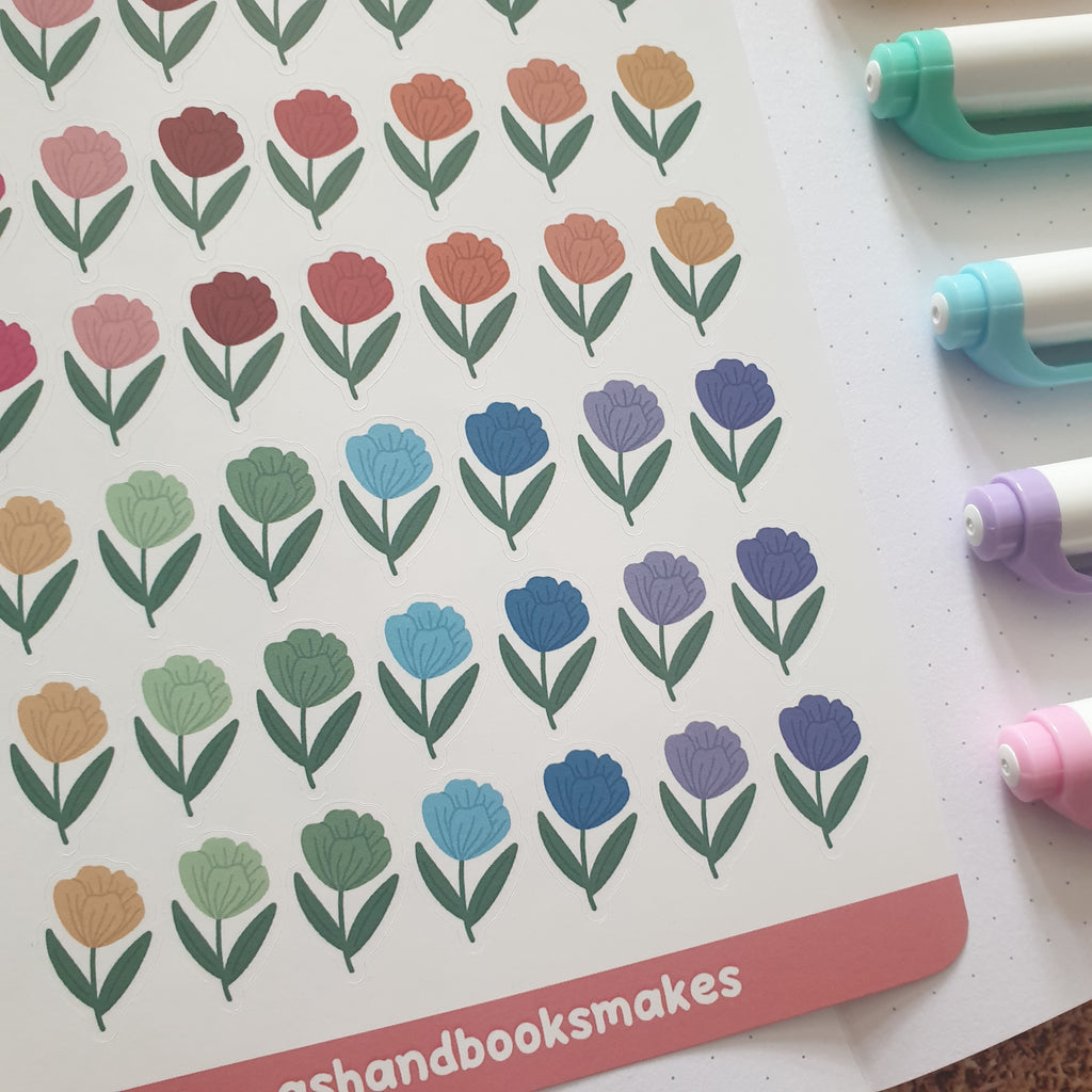 Rainbow Tulips Sticker Sheet